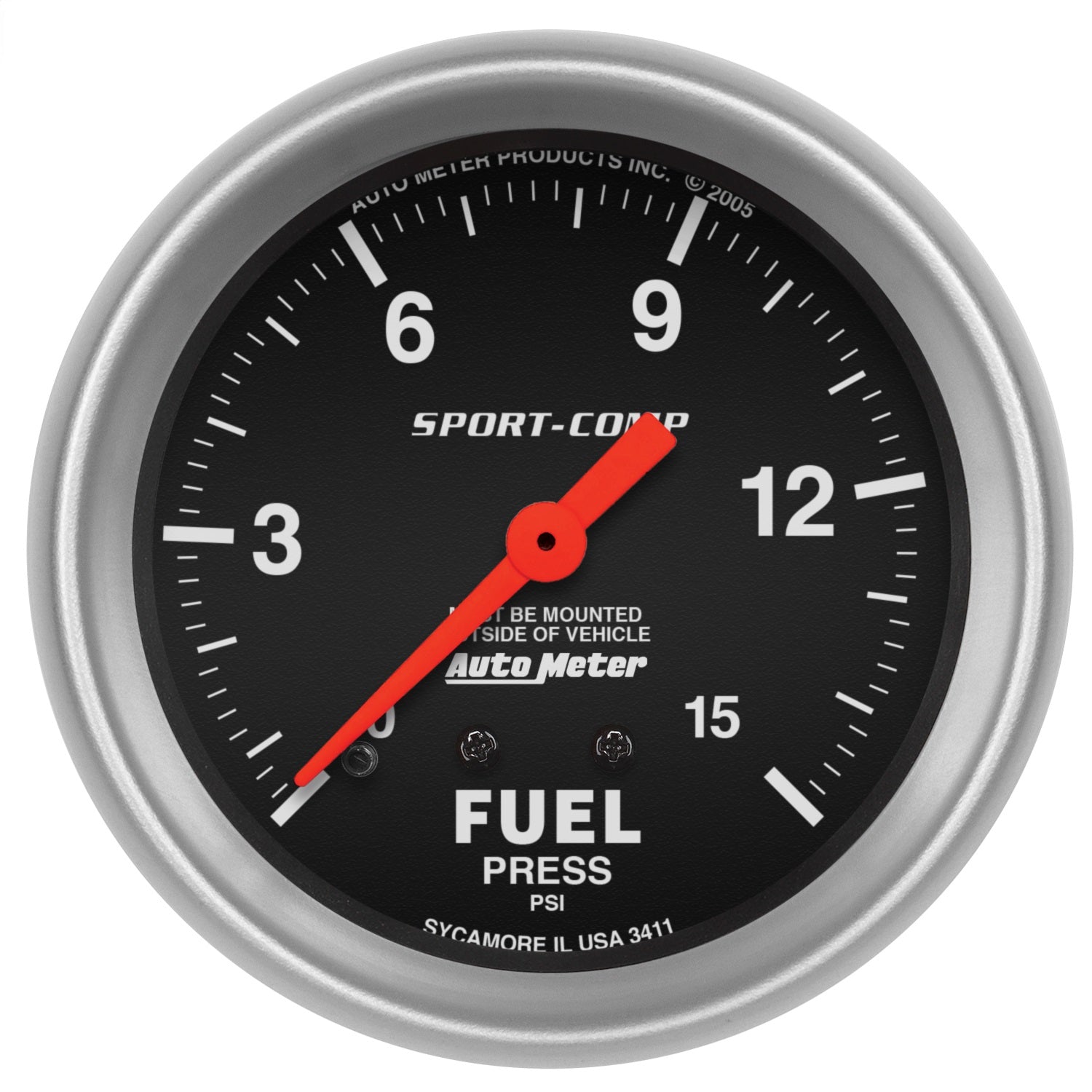 AutoMeter 3411 GAUGE; FUEL PRESSURE; 2 5/8in.; 15PSI; MECHANICAL; SPORT-COMP AutoMeter 3411