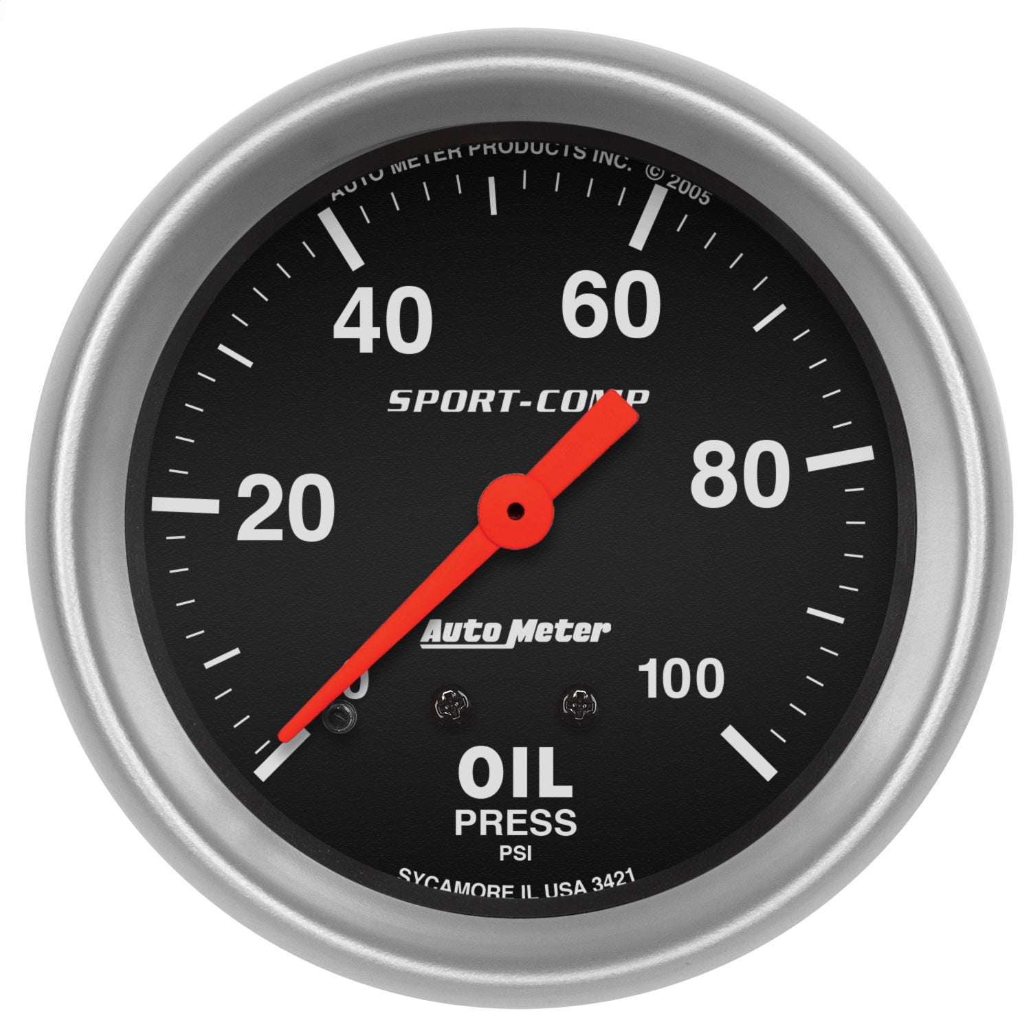 AutoMeter 3421 GAUGE; OIL PRESSURE; 2 5/8in.; 100PSI; MECHANICAL; SPORT-COMP AutoMeter 3421