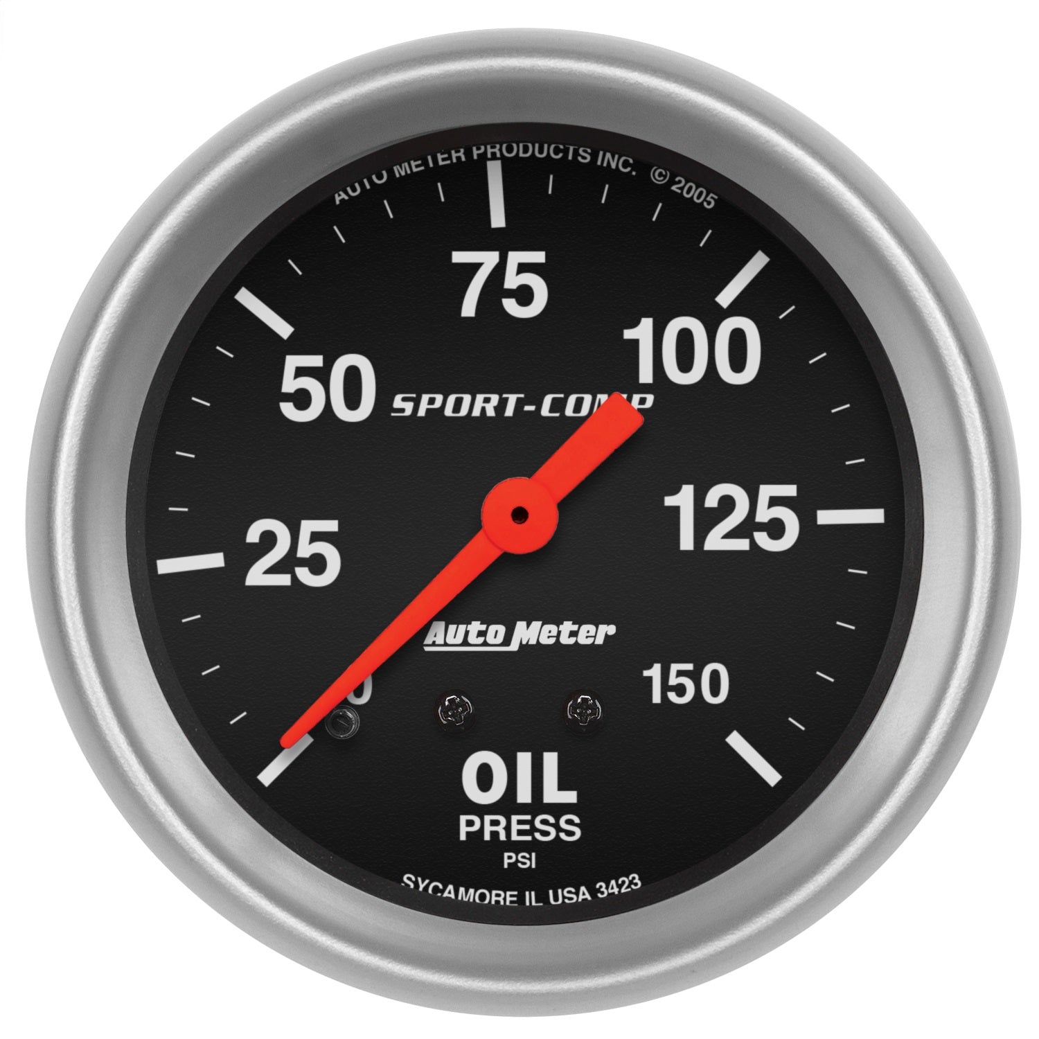AutoMeter 3423 GAUGE; OIL PRESSURE; 2 5/8in.; 150PSI; MECHANICAL; SPORT-COMP AutoMeter 3423