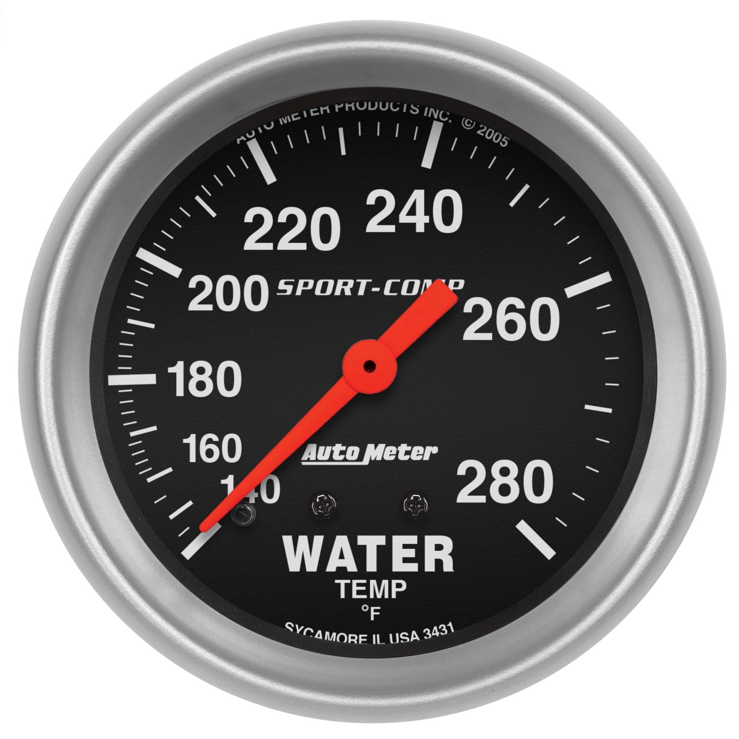 AutoMeter 3431 GAUGE; WATER TEMP; 2 5/8in.; 140-280deg.F; MECHANICAL; SPORT-COMP AutoMeter 3431