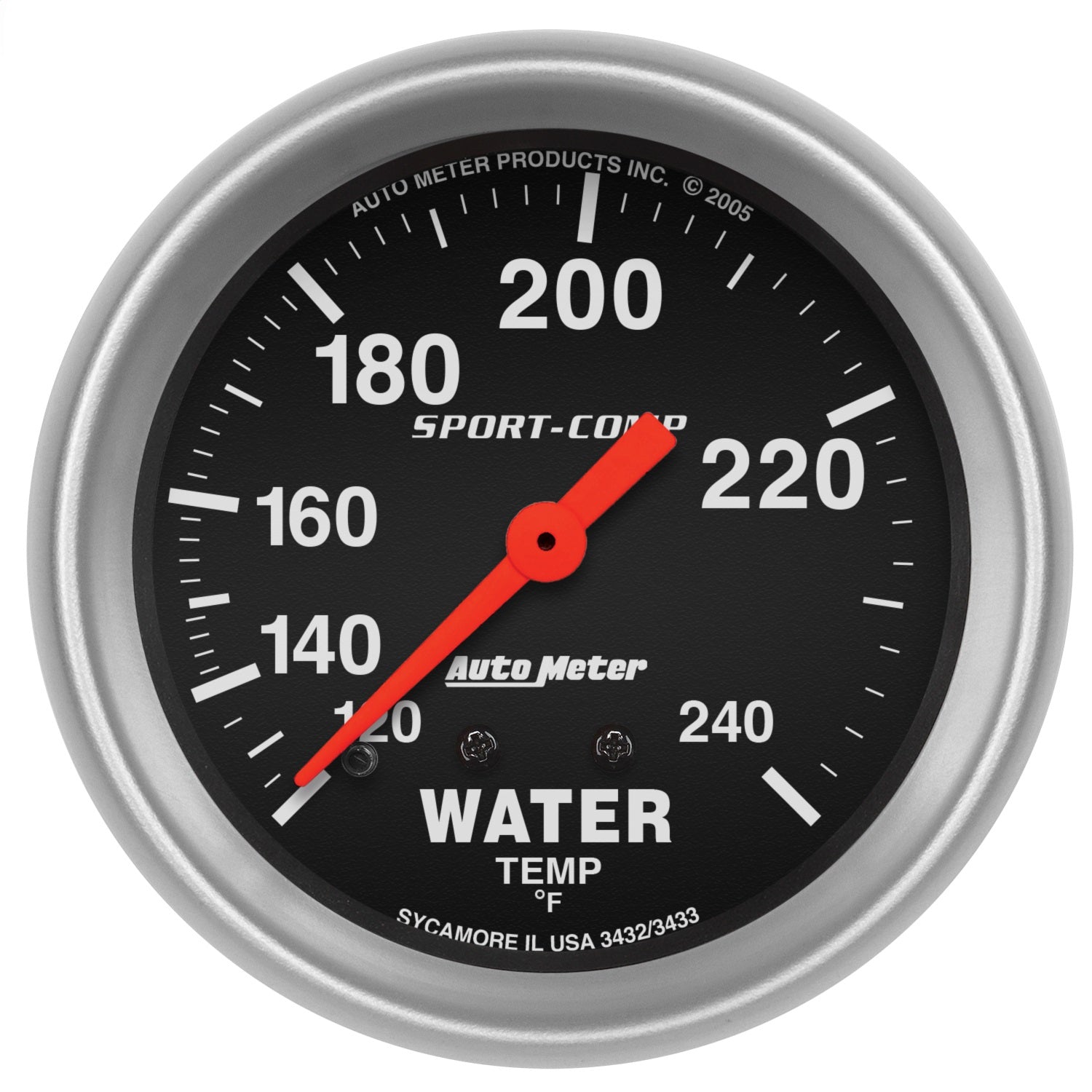 AutoMeter 3432 GAUGE; WATER TEMP; 2 5/8in.; 120-240deg.F; MECHANICAL; SPORT-COMP AutoMeter 3432