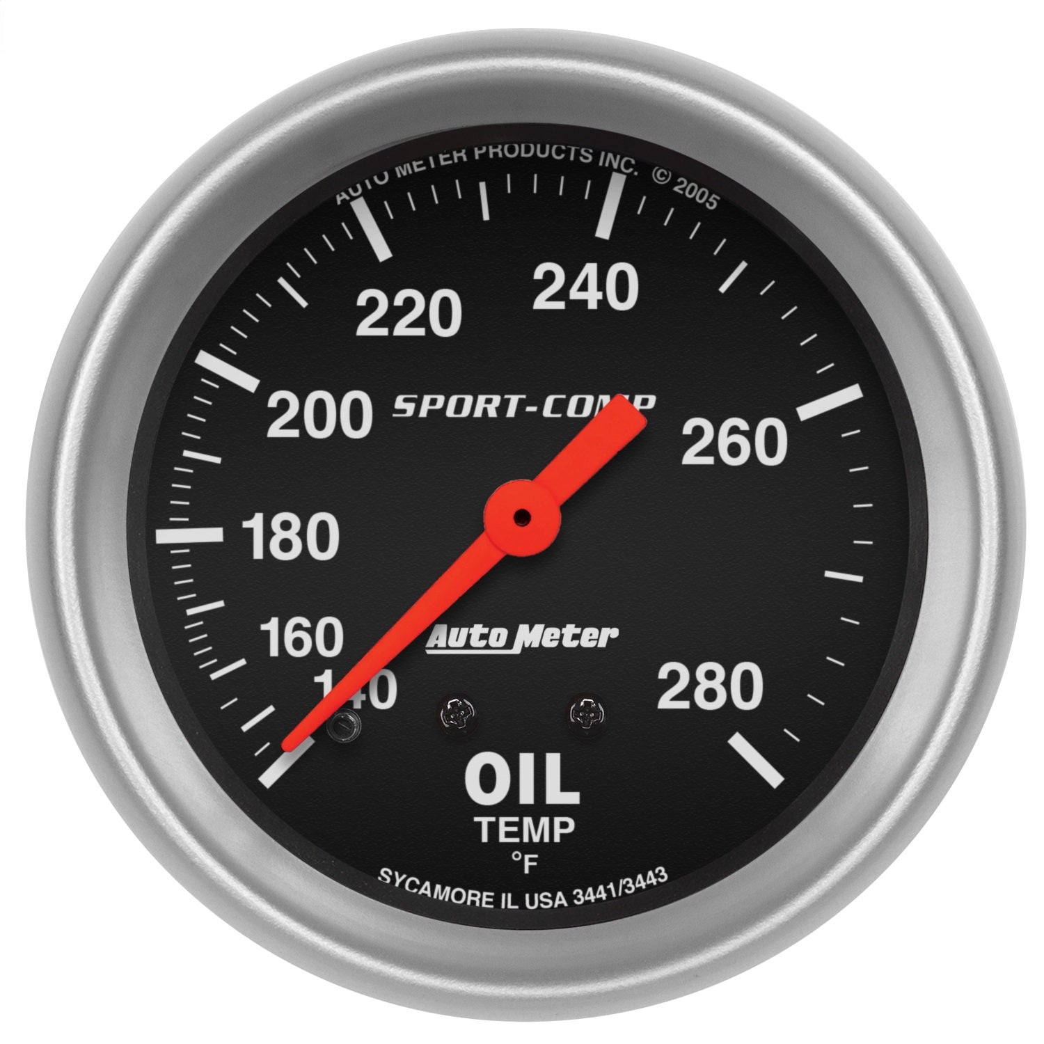 AutoMeter 3441 GAUGE; OIL TEMP; 2 5/8in.; 140-280deg.F; MECHANICAL; SPORT-COMP AutoMeter 3441