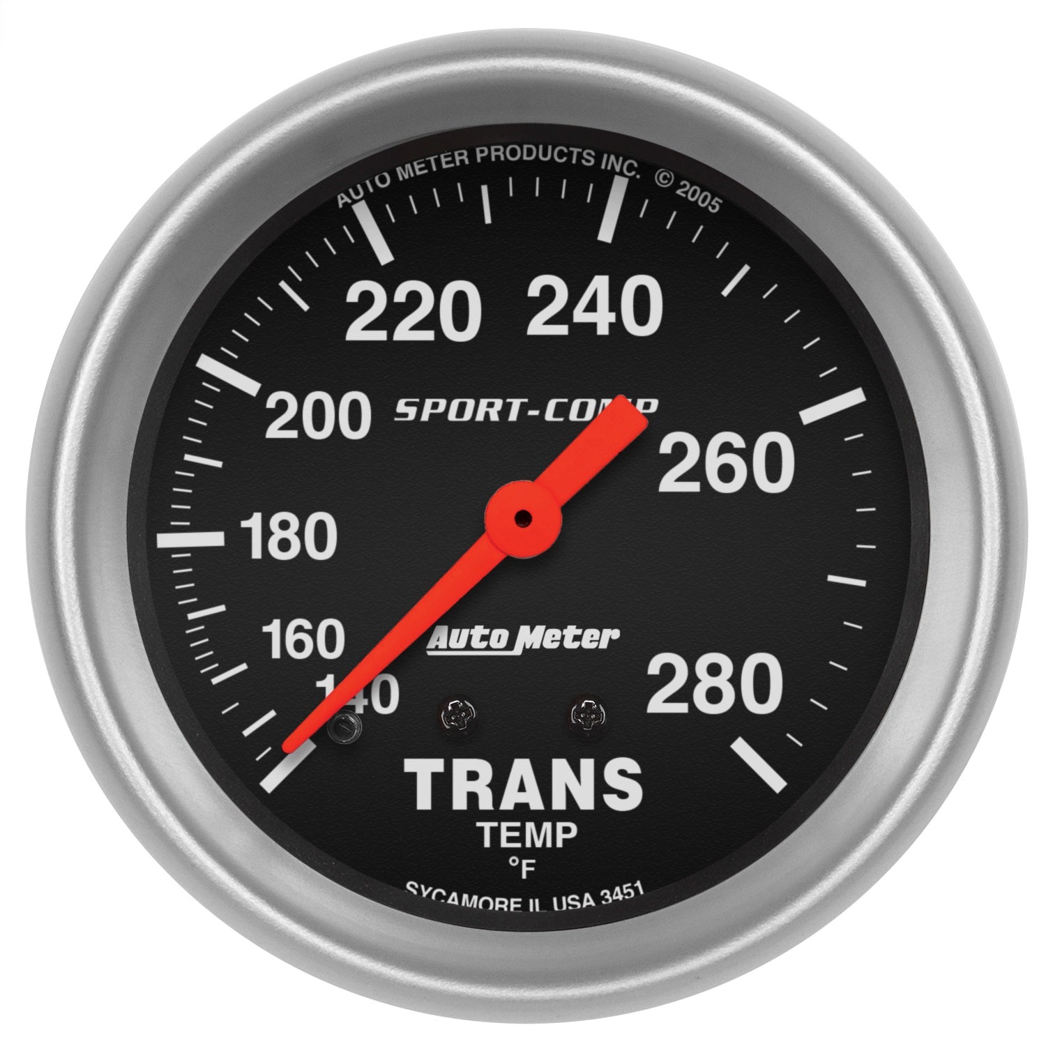 AutoMeter 3451 GAUGE; TRANSMISSION TEMP; 2 5/8in.; 140-280deg.F; MECHANICAL; 8FT.; SPORT-COMP AutoMeter 3451