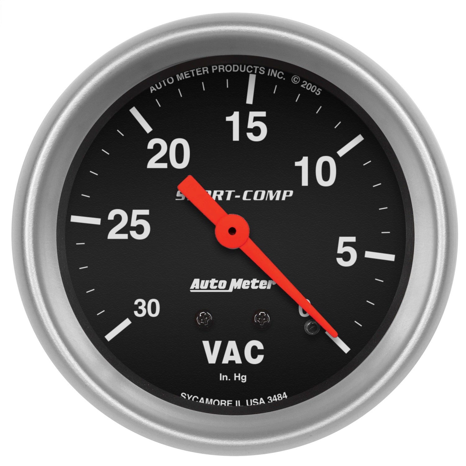 AutoMeter 3484 GAUGE; VACUUM; 2 5/8in.; 30INHG; MECHANICAL; SPORT-COMP AutoMeter 3484