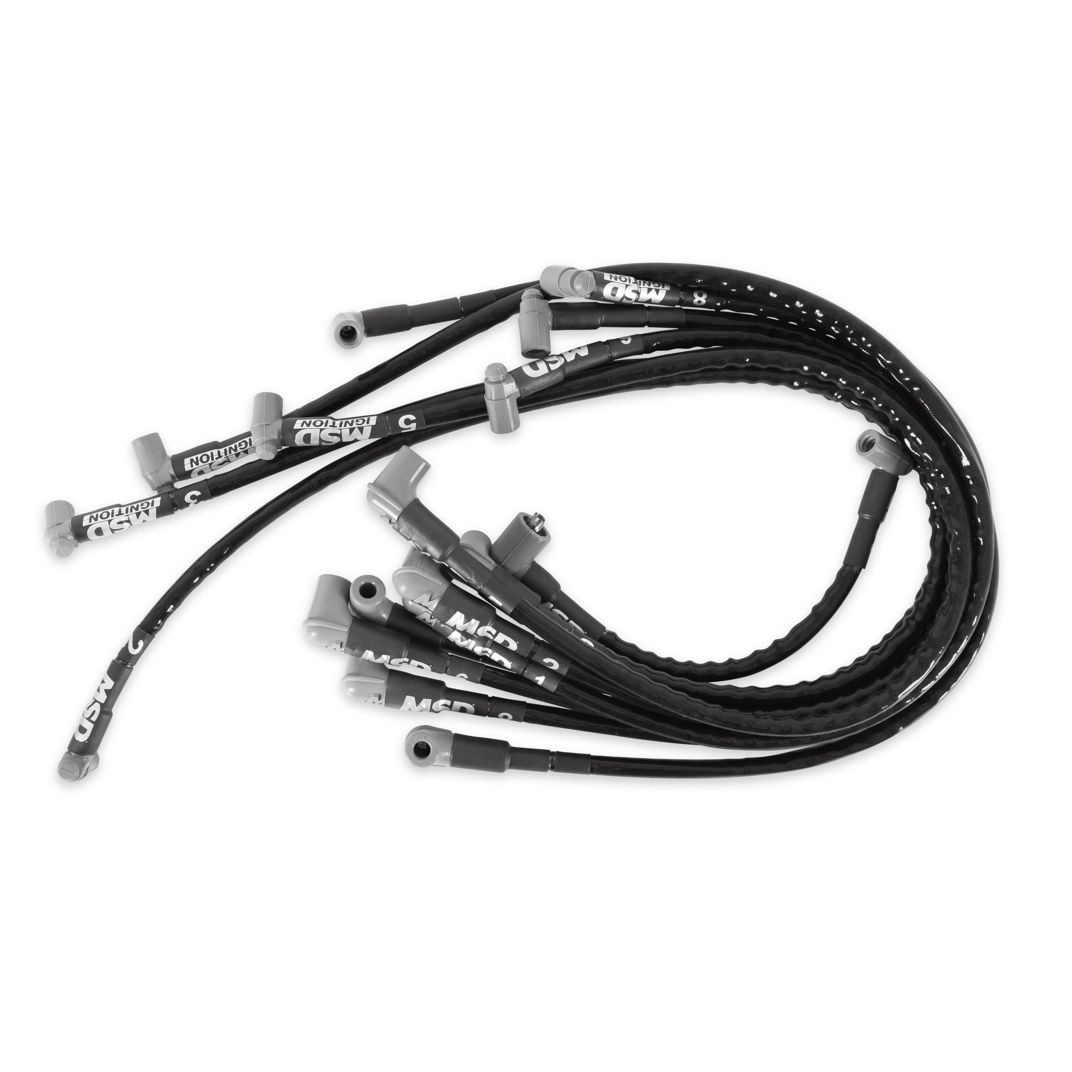 MSD 35591 Spark Plug Wire Set - SBC 8.5mm Sleeved Black MSD 35591