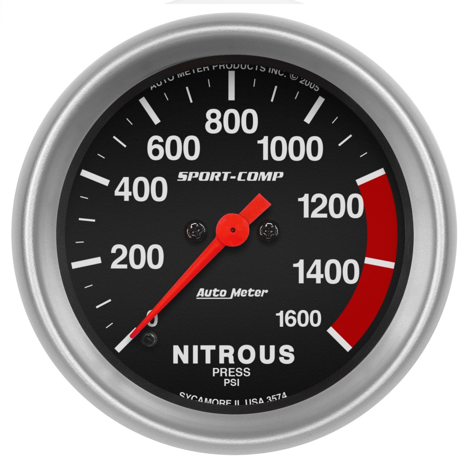 AutoMeter 3574 GAUGE; NITROUS PRESS; 2 5/8in.; 1600PSI; DIGITAL STEPPER MOTOR; SPORT-COMP AutoMeter 3574