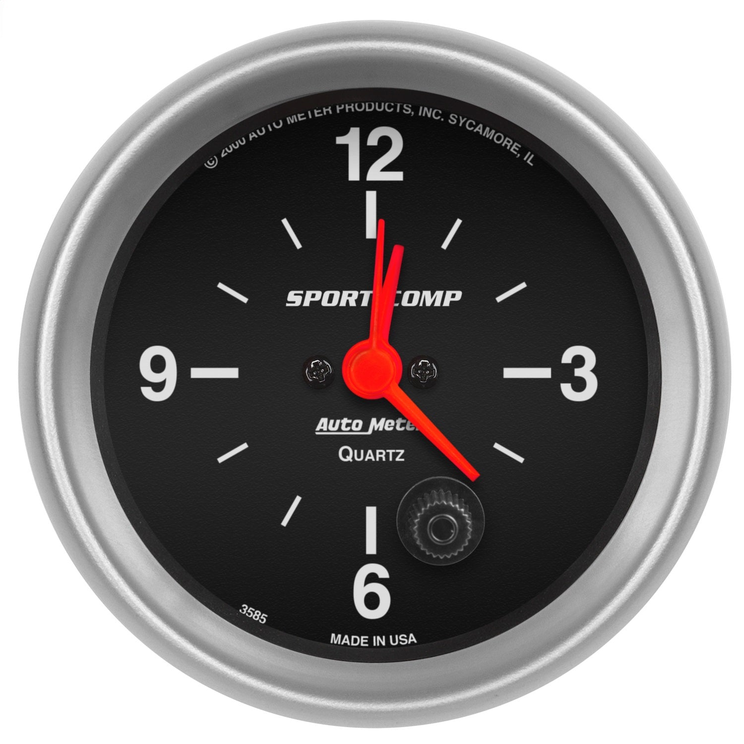 AutoMeter 3585 GAUGE; CLOCK; 2 5/8in.; 12HR; ANALOG; SPORT-COMP AutoMeter 3585