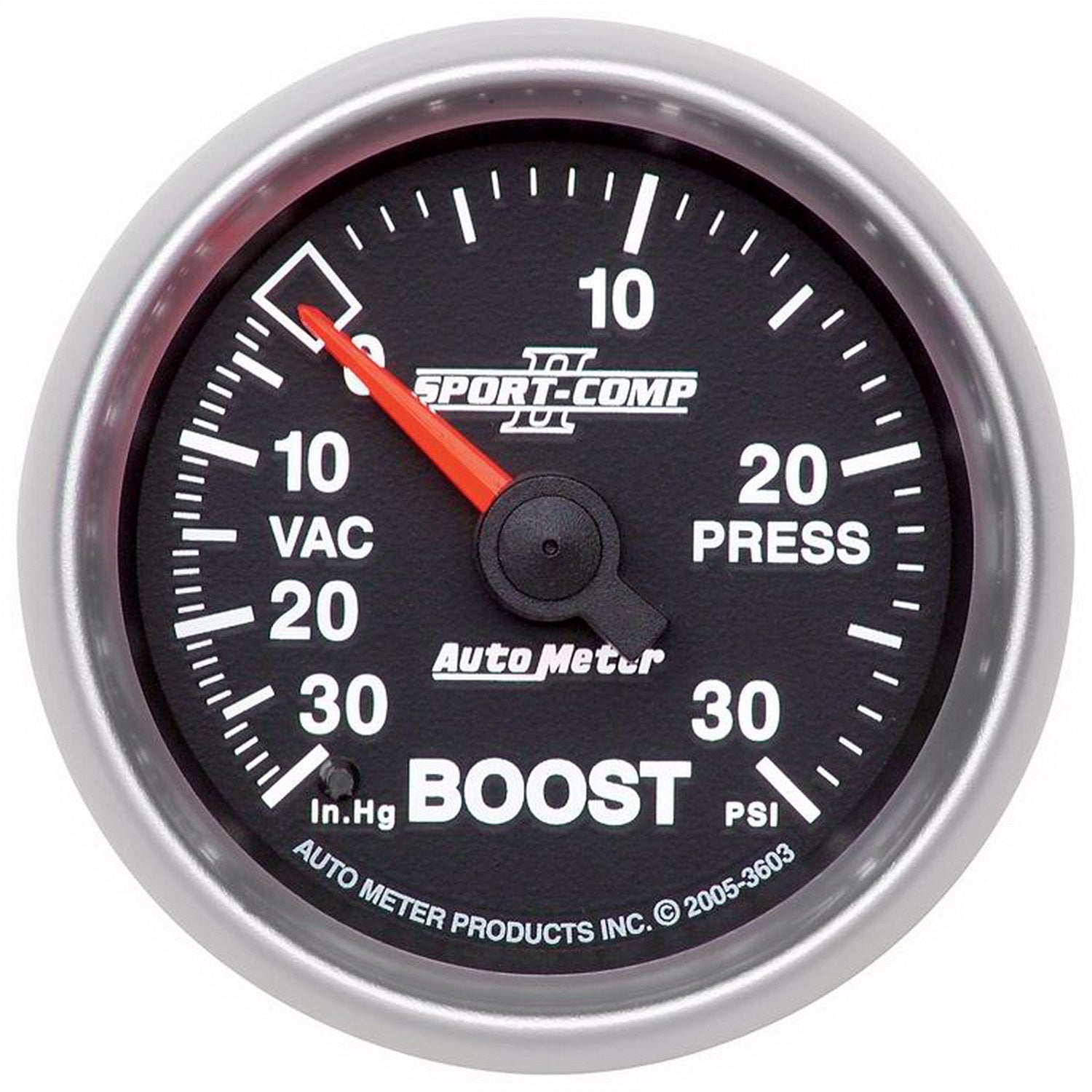 AutoMeter 3603 GAUGE; VAC/BOOST; 2 1/16in.; 30INHG-30PSI; MECHANICAL; SPORT-COMP II AutoMeter 3603