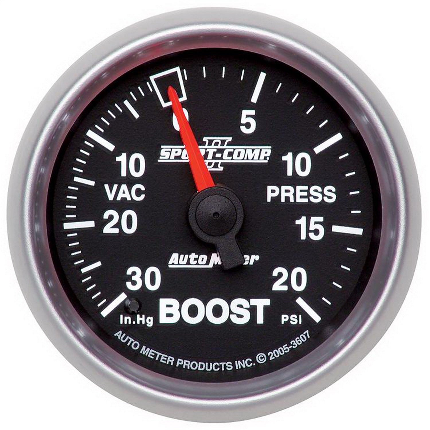 AutoMeter 3607 GAUGE; VAC/BOOST; 2 1/16in.; 30INHG-20PSI; MECHANICAL; SPORT-COMP II AutoMeter 3607