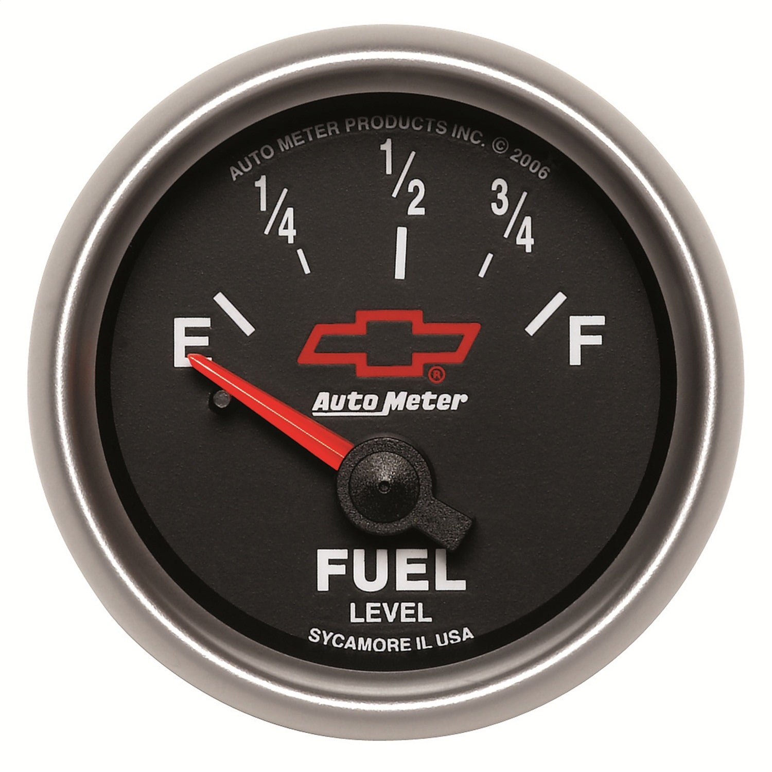 AutoMeter 3613-00406 GAUGE; FUEL LEVEL; 2 1/16in.; 0OE TO 90OF; ELEC; CHEVY RED BOWTIE; BLACK AutoMeter 3613-00406