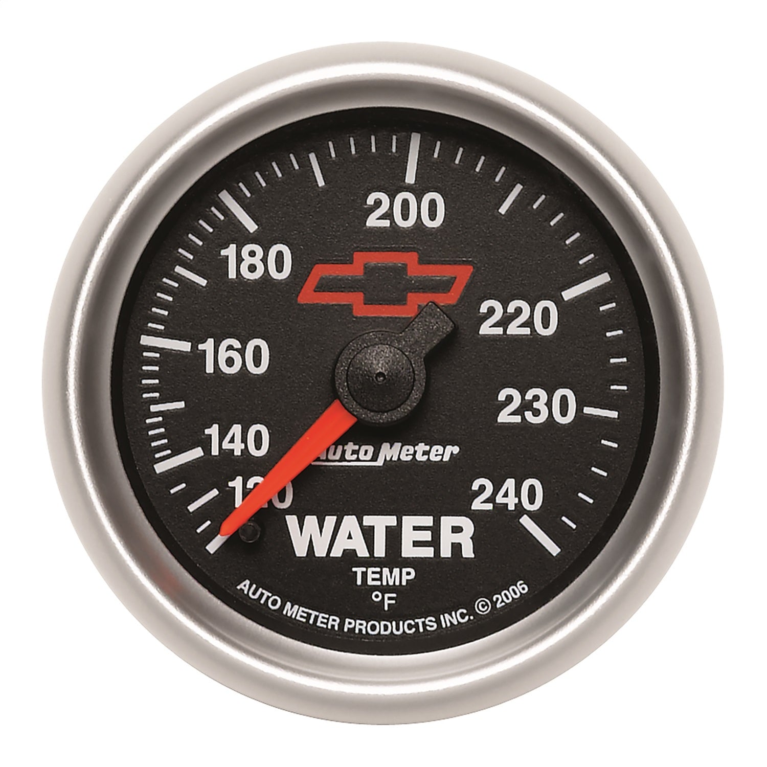 AutoMeter 3632-00406 GAUGE; WATER TEMP; 2 1/16in.; 120-240deg.F; MECHANICAL; CHEVY RED BOWTIE; BLACK AutoMeter 3632-00406