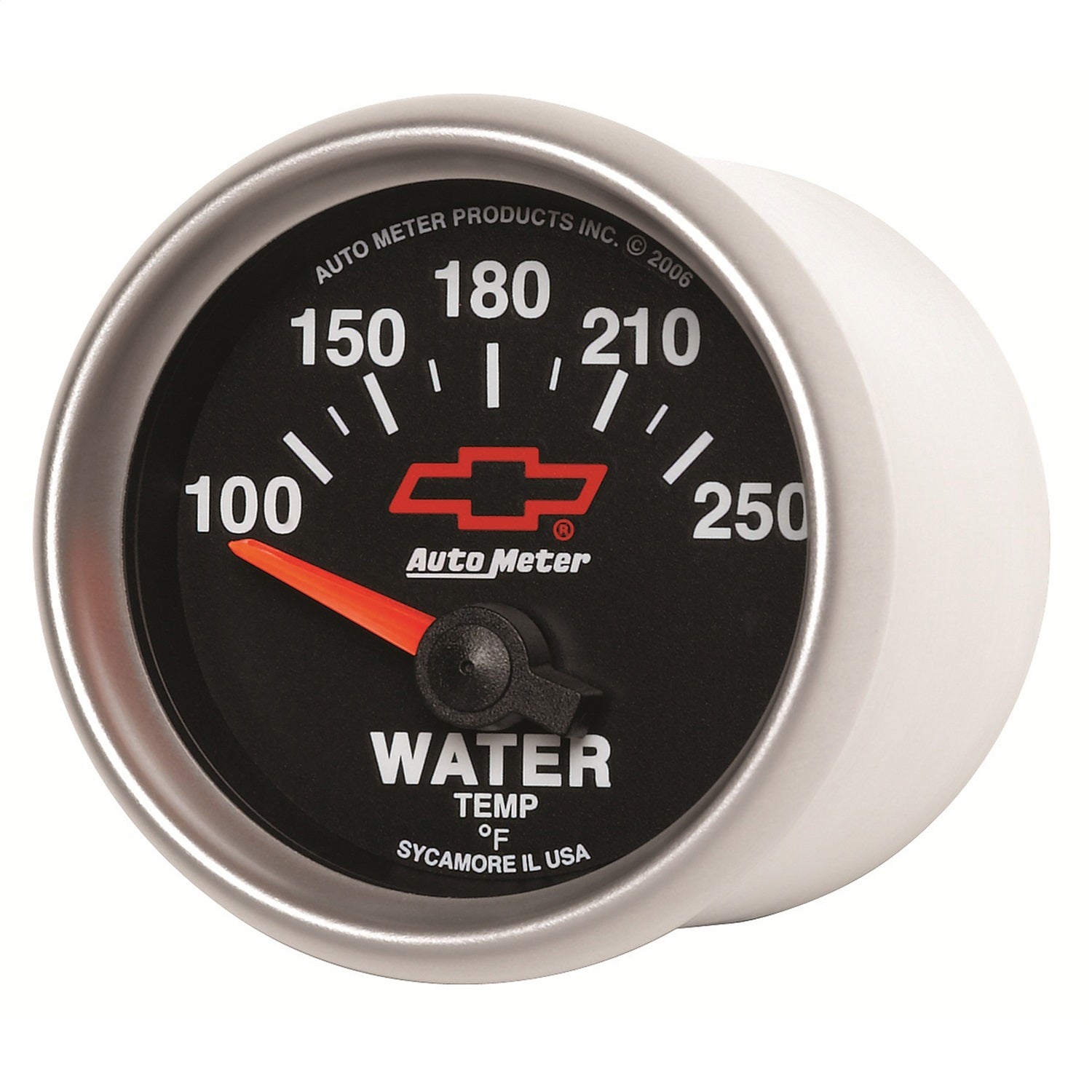 AutoMeter 3637-00406 GAUGE; WATER TEMP; 2 1/16in.; 100-250deg.F; ELECTRIC; CHEVY RED BOWTIE; BLACK AutoMeter 3637-00406
