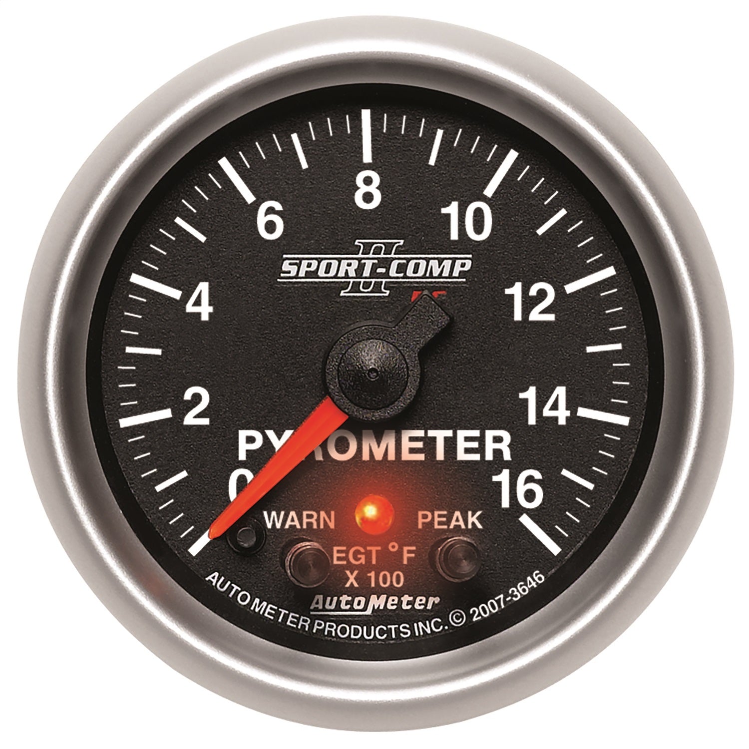 AutoMeter 3646 GAUGE; PYROMETER (EGT); 2 1/16in.; 1600deg.F; STEPPER MOTOR W/PK/WRN; SPORT-COMP AutoMeter 3646