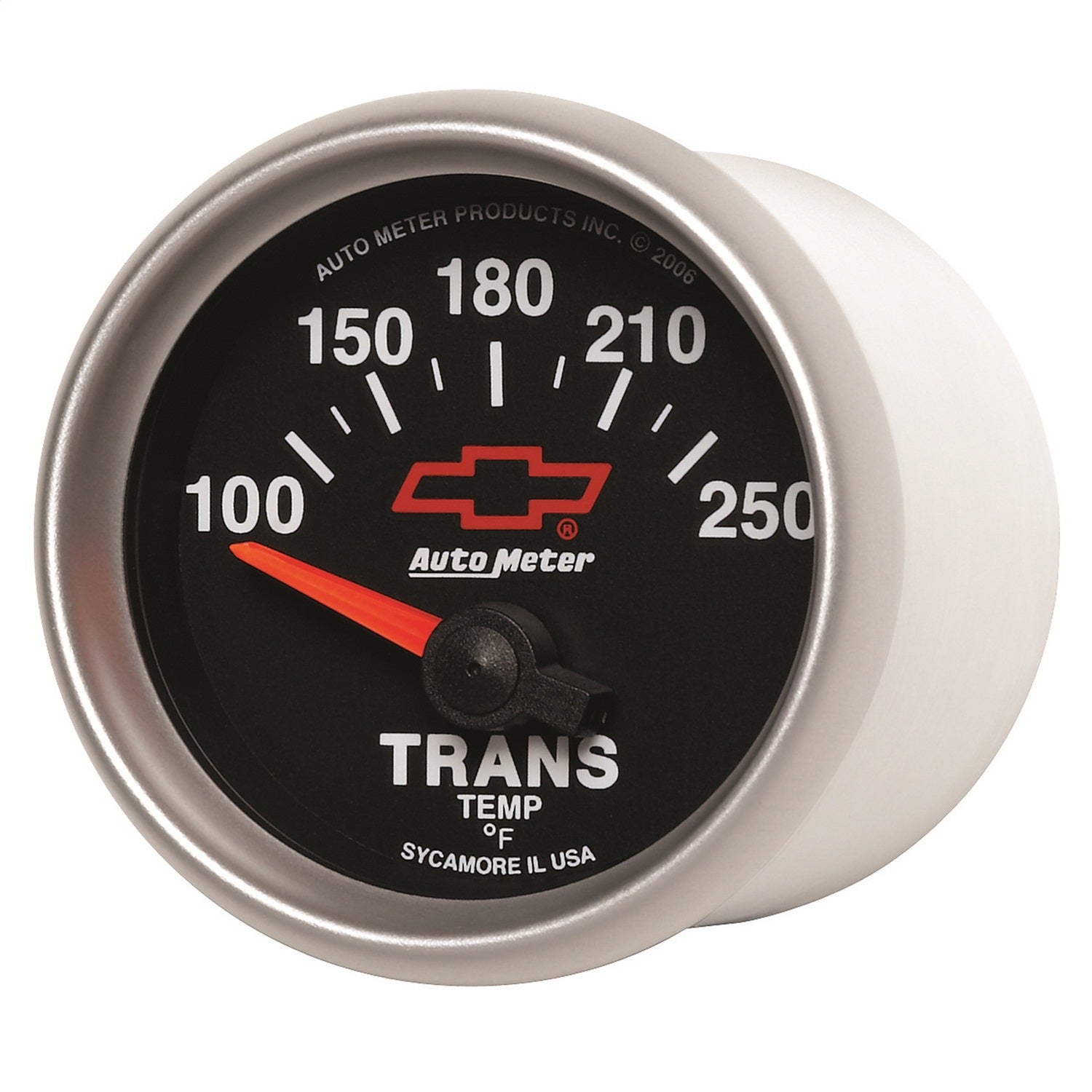 AutoMeter 3649-00406 GAUGE; TRANSMISSION TEMP; 2 1/16in.; 100-250deg.F; ELECTRIC; CHEVY RED BOWTIE; B AutoMeter 3649-00406