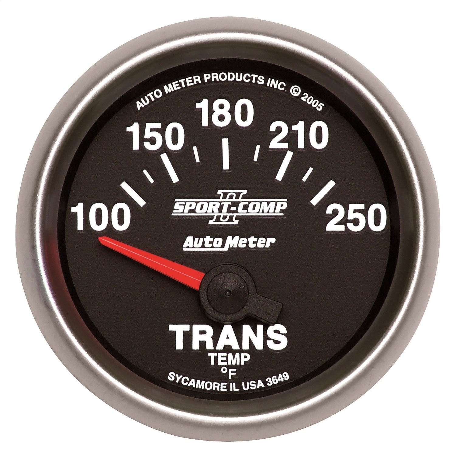 AutoMeter 3649 GAUGE; TRANSMISSION TEMP; 2 1/16in.; 100-250deg.F; ELECTRIC; SPORT-COMP II AutoMeter 3649