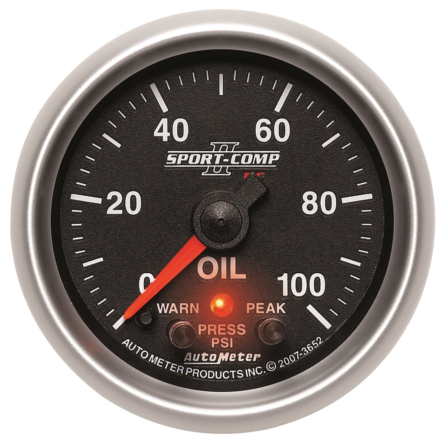 AutoMeter 3652 GAUGE; OIL PRESS; 2 1/16in.; 100PSI; DIGITAL STPR MTR W/PK/WRN; SPORT-COMP II AutoMeter 3652