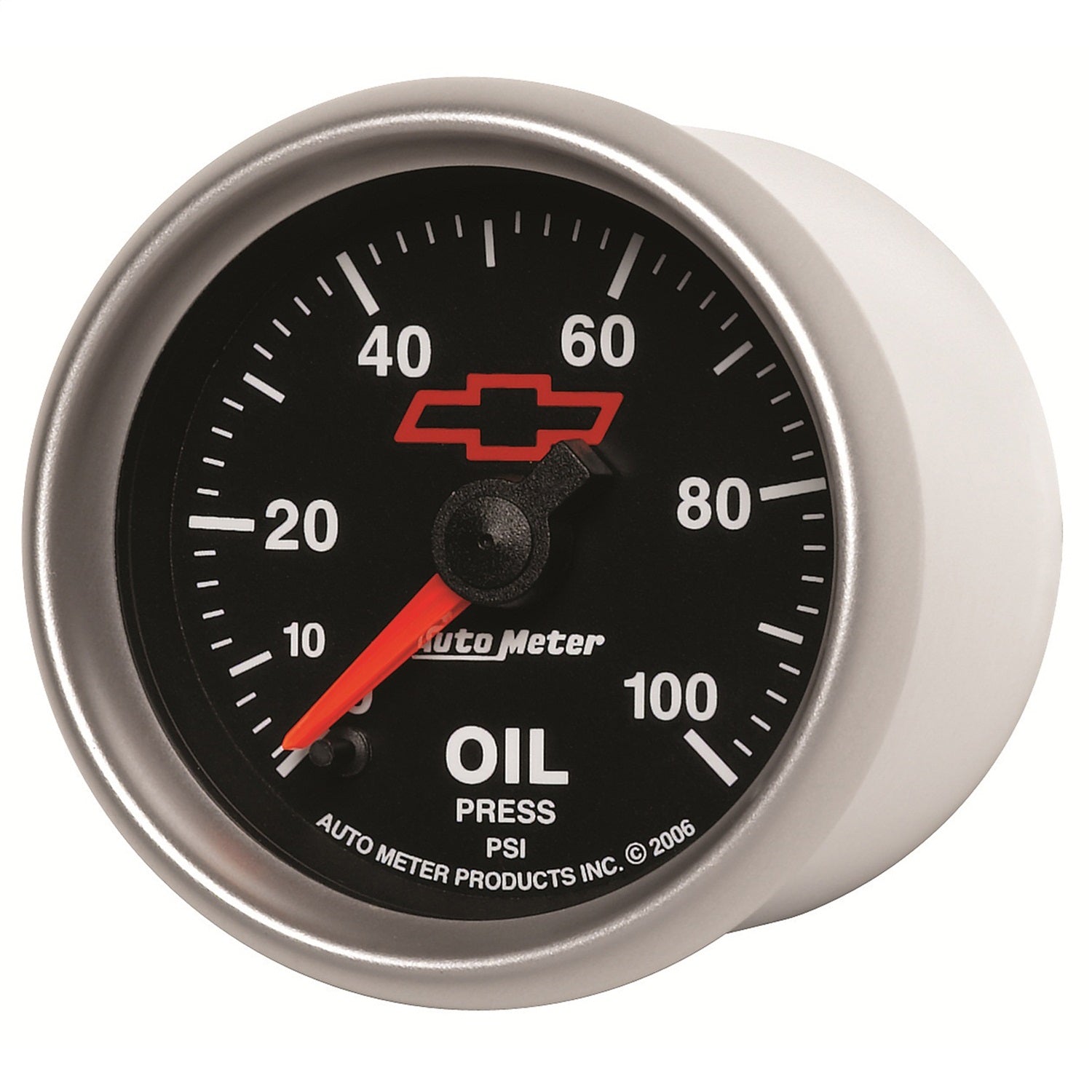AutoMeter 3653-00406 GAUGE; OIL PRESSURE; 2 1/16in.; 100PSI; DIGITAL STEPPER MOTOR; CHEVY RED BOWTIE; AutoMeter 3653-00406
