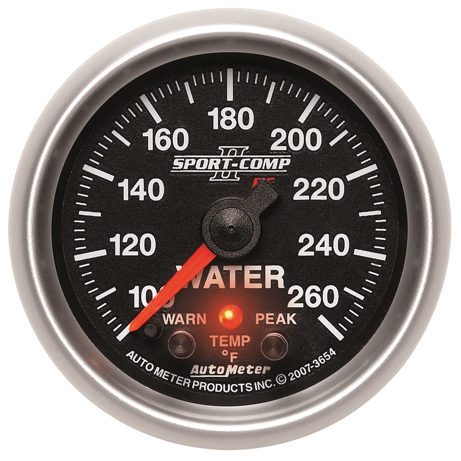 AutoMeter 3654 GAUGE; WATER TEMP; 2 1/16in.; 100-260deg.F; STEPPER MOTOR W/PEAK/WRN; SPORT-COMP AutoMeter 3654