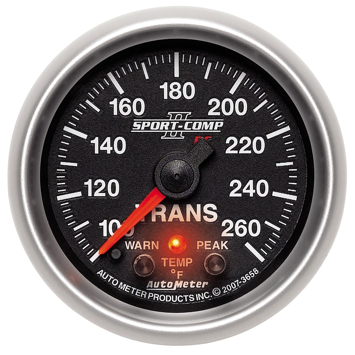 AutoMeter 3658 GAUGE; TRANS TEMP; 2 1/16in.; 100-260deg.F; STEPPER MOTOR W/PEAK/WRN; SPORT-COMP AutoMeter 3658