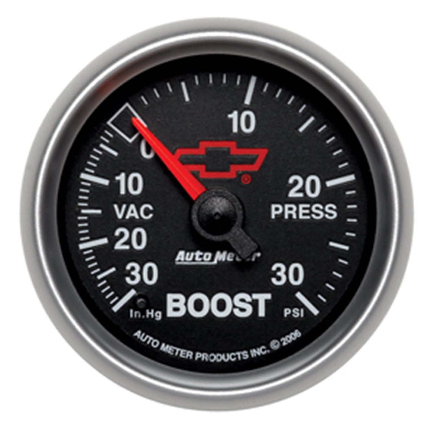 AutoMeter 3659-00406 GAUGE; VAC/BOOST; 2 1/16in.; 30INHG-30PSI; DIGITAL STEPPER MOTOR; CHEVY RED BOWT AutoMeter 3659-00406