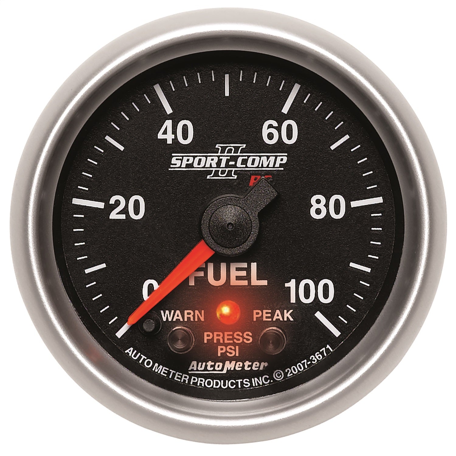 AutoMeter 3671 GAUGE; FUEL PRESS; 2 1/16in.; 100PSI; DIGITAL STPR MTR W/PK/WRN; SPORT-COMP II AutoMeter 3671