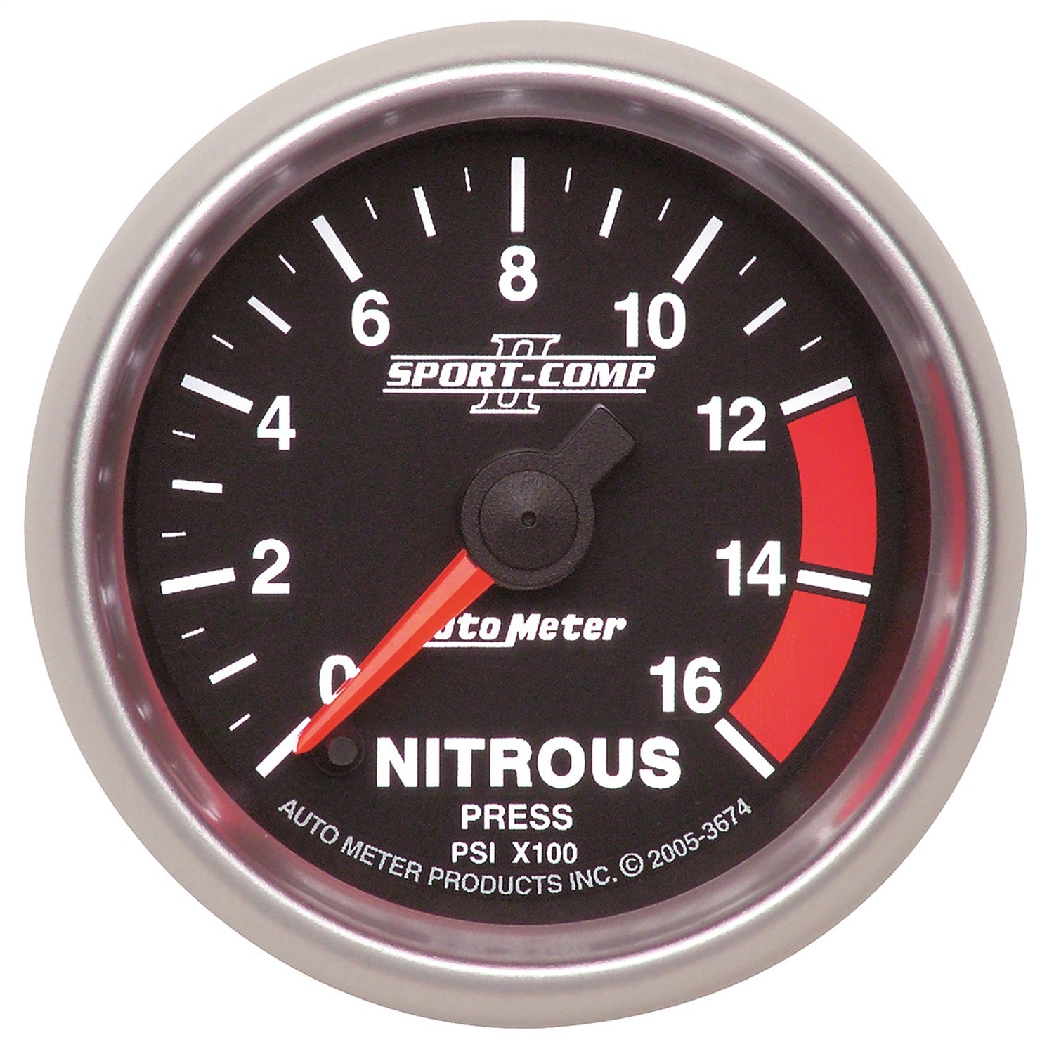 AutoMeter 3674 GAUGE; NITROUS PRESS; 2 1/16in.; 1600PSI; DIGITAL STEPPER MOTOR; SPORT-COMP II AutoMeter 3674