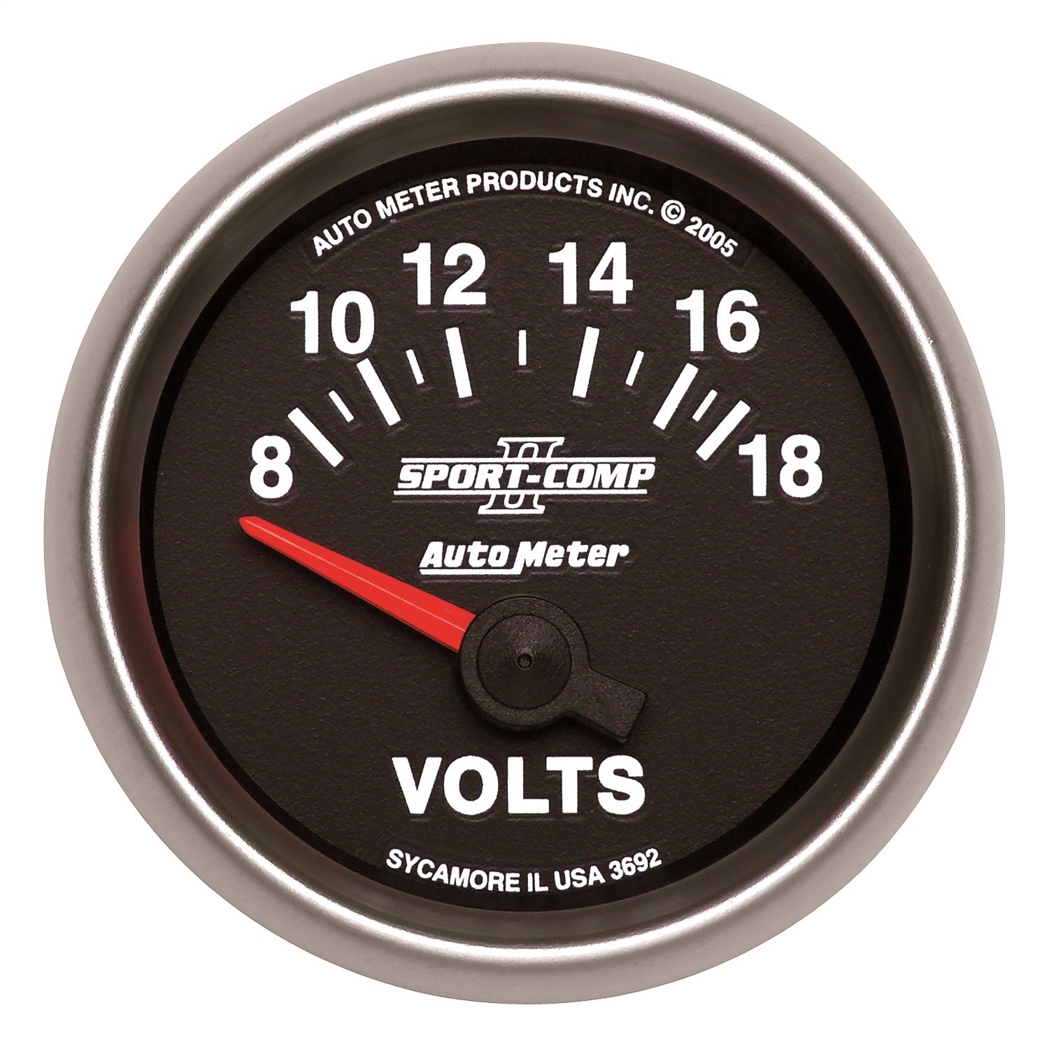 AutoMeter 3692 GAUGE; VOLTMETER; 2 1/16in.; 18V; ELECTRIC; SPORT-COMP II AutoMeter 3692