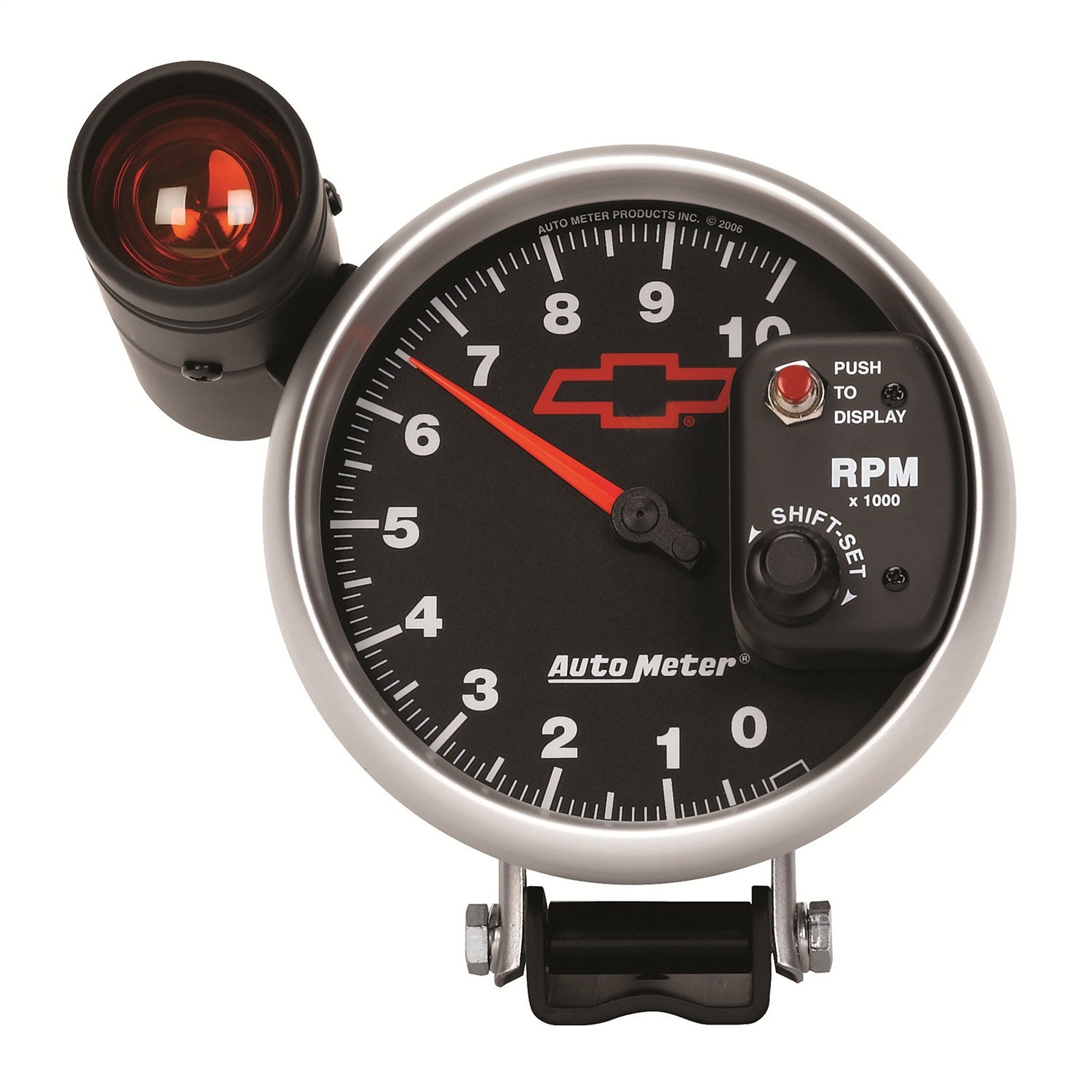 AutoMeter 3699-00406 GAUGE; TACHOMETER; 5in.; 10K RPM; PEDESTAL W/EXT. SHIFT-LITE; CHEVY RED BOWTIE; AutoMeter 3699-00406