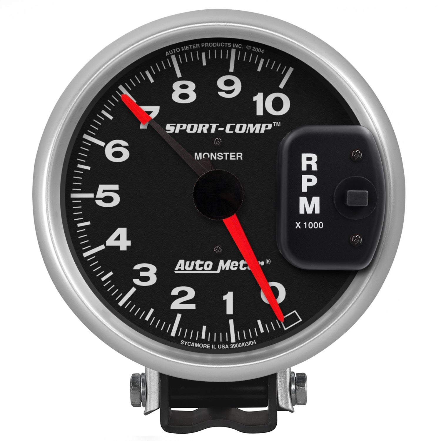 AutoMeter 3900 GAUGE; TACHOMETER; 5in.; 10K RPM; PEDESTAL W/RED LINE; SPORT-COMP AutoMeter 3900