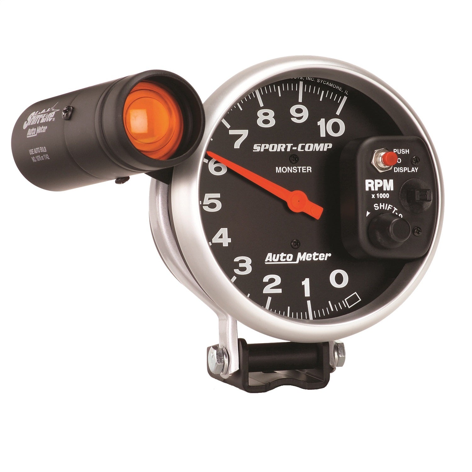 AutoMeter 3904 GAUGE; TACHOMETER; 5in.; 10K RPM; PEDESTAL W/EXT. SHIFT-LITE; SPORT-COMP AutoMeter 3904