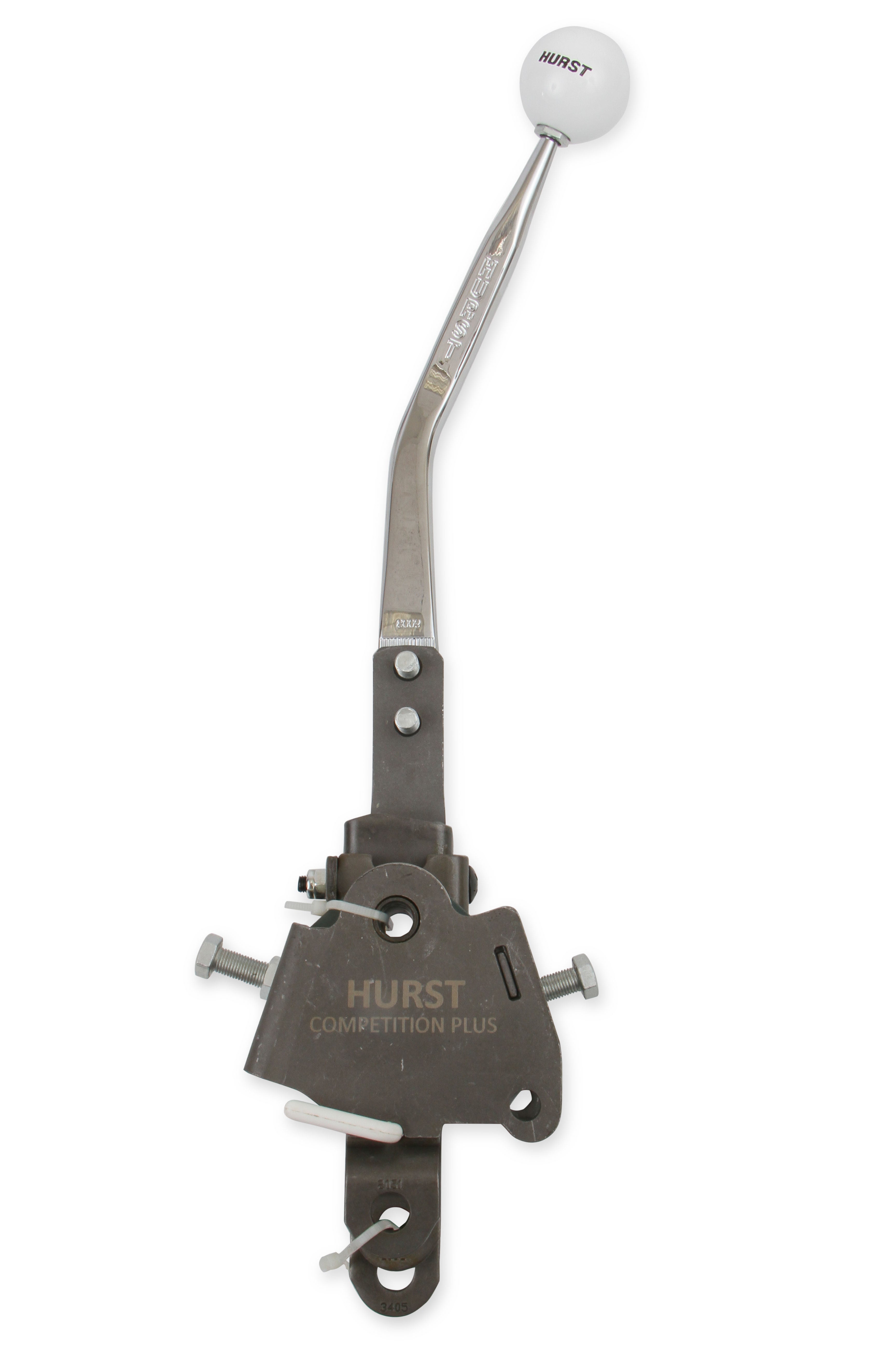 Hurst 3918014 Competition Plus® Manual Shifter; Chrome Stick/White Knob; Floor; Hurst 3918014