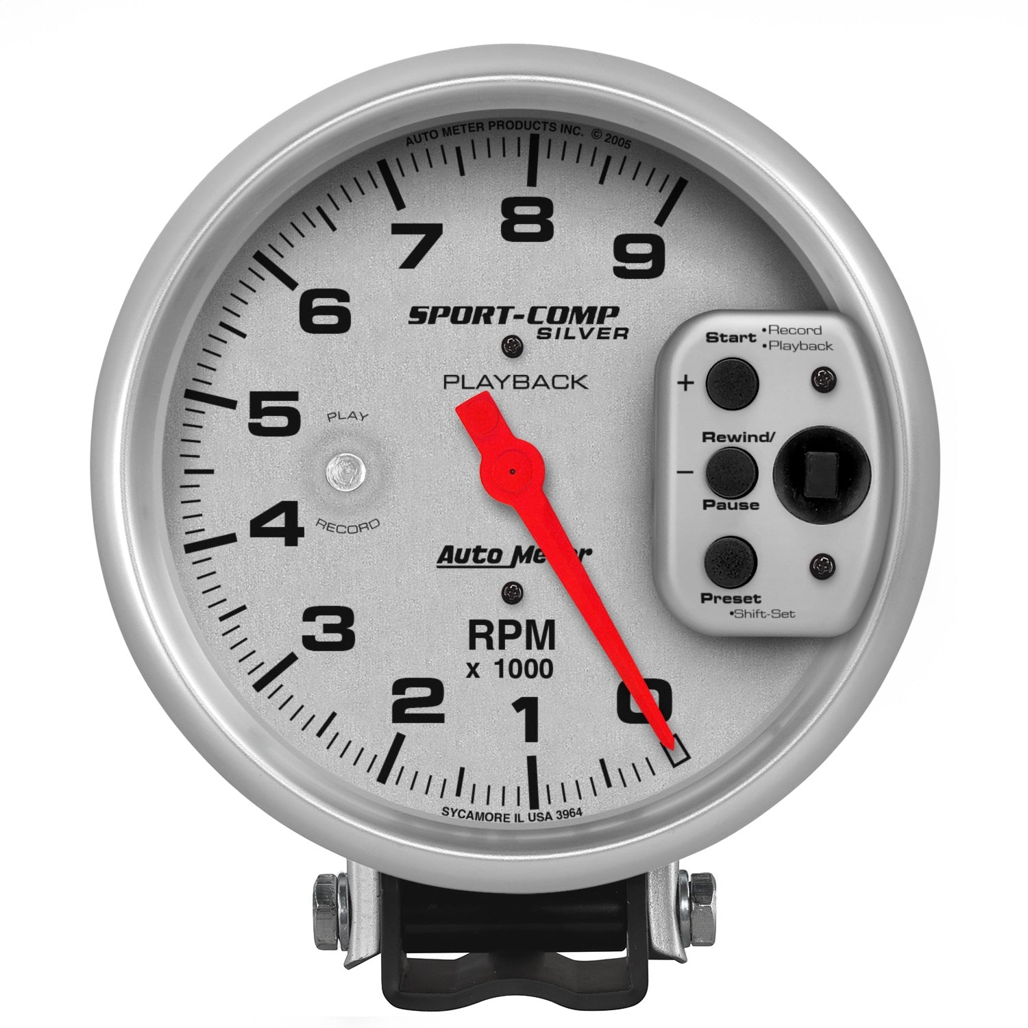 AutoMeter 3964 GAUGE; TACHOMETER; 5in.; 9K RPM; PEDESTAL W/RPM PLAYBACK; ULTRA-LITE AutoMeter 3964