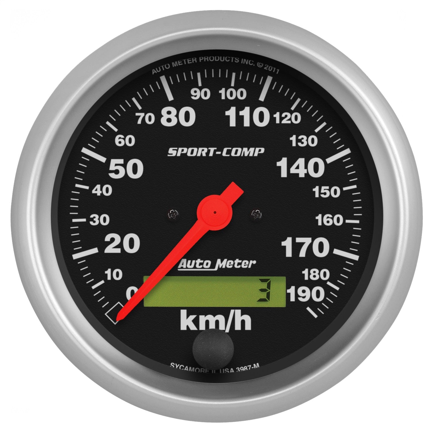 AutoMeter 3987-M GAUGE; SPEEDOMETER; 3 3/8in.; 190KM/H; ELEC. PROG. W/LCD ODO; SPORT-COMP AutoMeter 3987-M