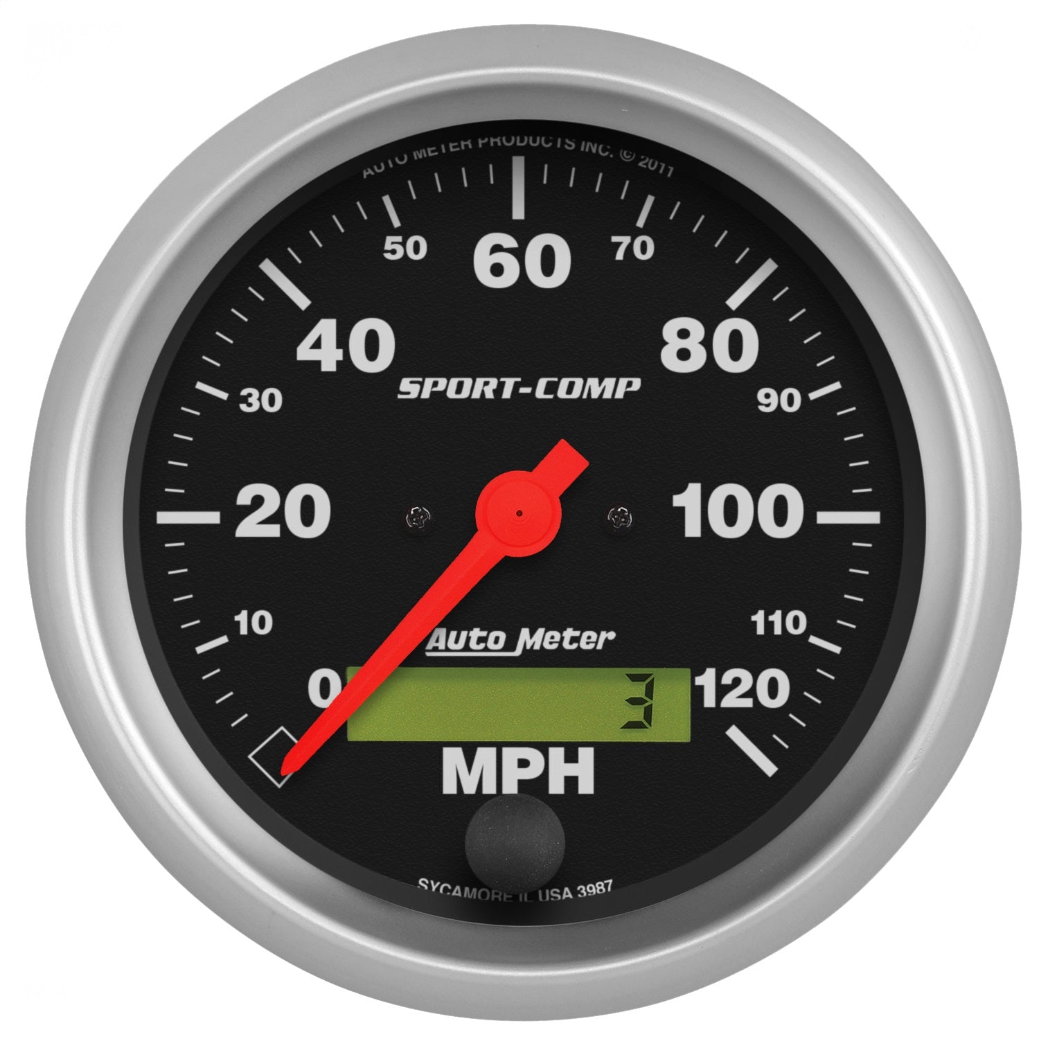 AutoMeter 3987 GAUGE; SPEEDO; 3 3/8in.; 120MPH; ELEC. PROGRAM W/LCD ODO; SPORT-COMP AutoMeter 3987