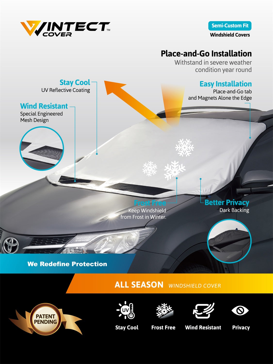 3D MAXpider 1781-G Wintect Windshield Cover; Size G; 69 in. x 51 in. x 73 in.; 3D MAXpider 1781-G