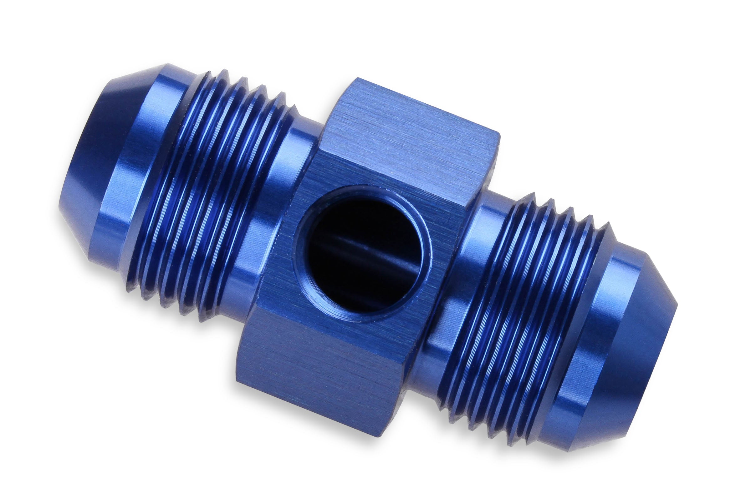 Mr. Gasket -6 AN Male to Male Fuel Pressure Gauge Adapter w/ 1/8'' NPT Port-Blue