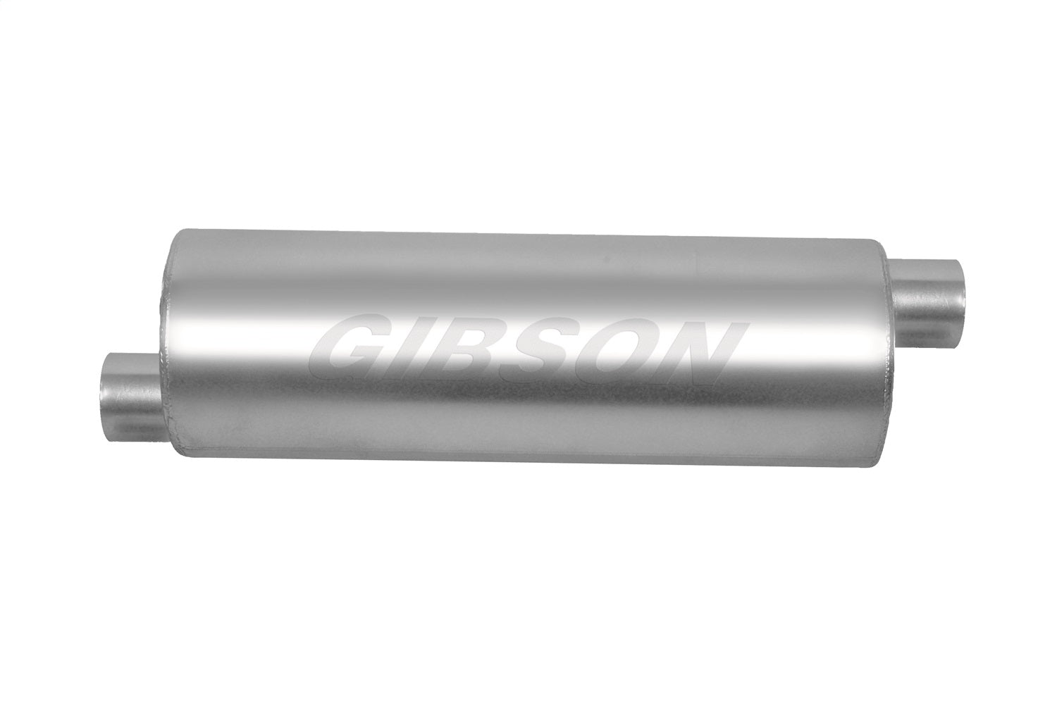 Gibson Performance Exhaust 421887 SFT Superflow Offset/Offset Round Muffler; Stainless Gibson Performance Exhaust 421887