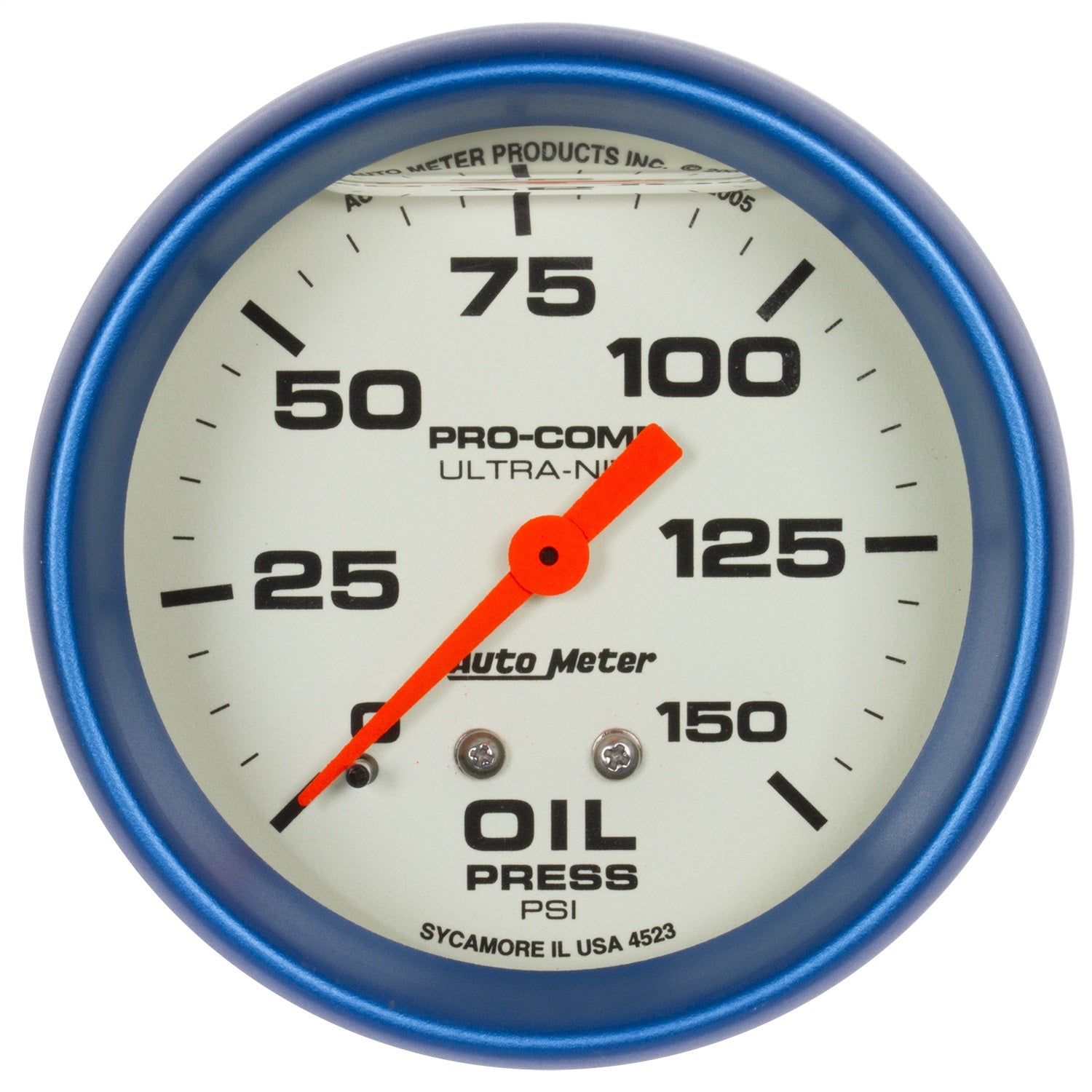 AutoMeter 4223 GAUGE; OIL PRESS; 2 5/8in.; 150PSI; LIQUID FILLED MECH; GLOW IN DARK; ULTRA-NITE AutoMeter 4223