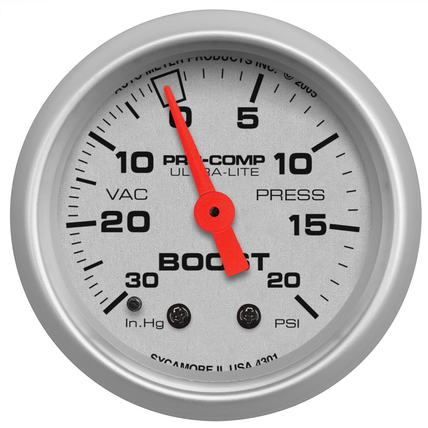 AutoMeter 4301 GAUGE; VAC/BOOST; 2 1/16in.; 30INHG-20PSI; MECHANICAL; ULTRA-LITE AutoMeter 4301