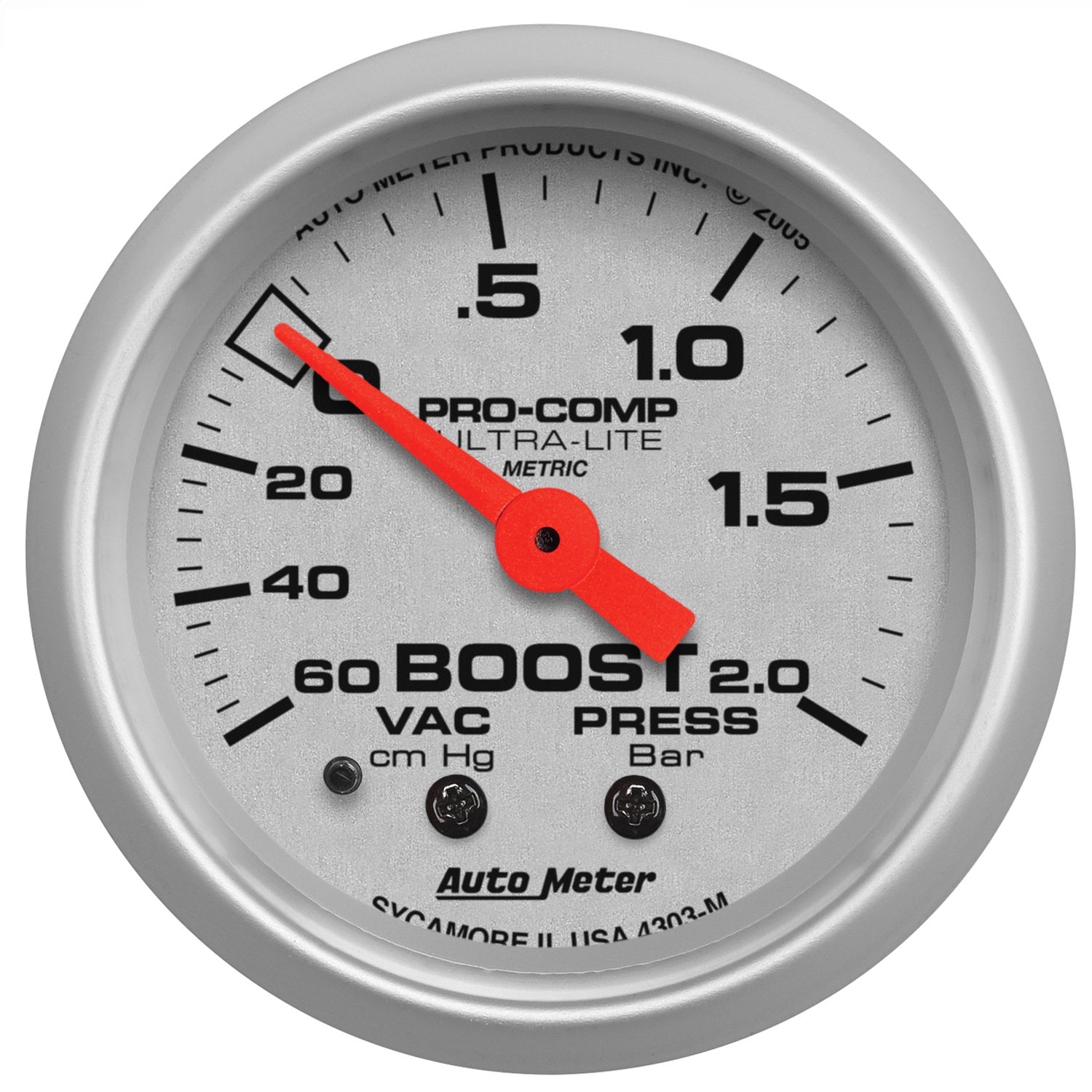AutoMeter 4303-M GAUGE; VAC/BOOST; 2 1/16in.; 60CMHG-2.0BAR; MECHANICAL; ULTRA-LITE AutoMeter 4303-M