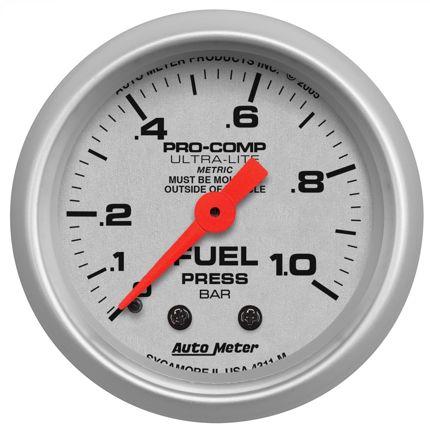 AutoMeter 4311-M GAUGE; FUEL PRESSURE; 2 1/16in.; 1.0BAR; MECHANICAL; ULTRA-LITE AutoMeter 4311-M