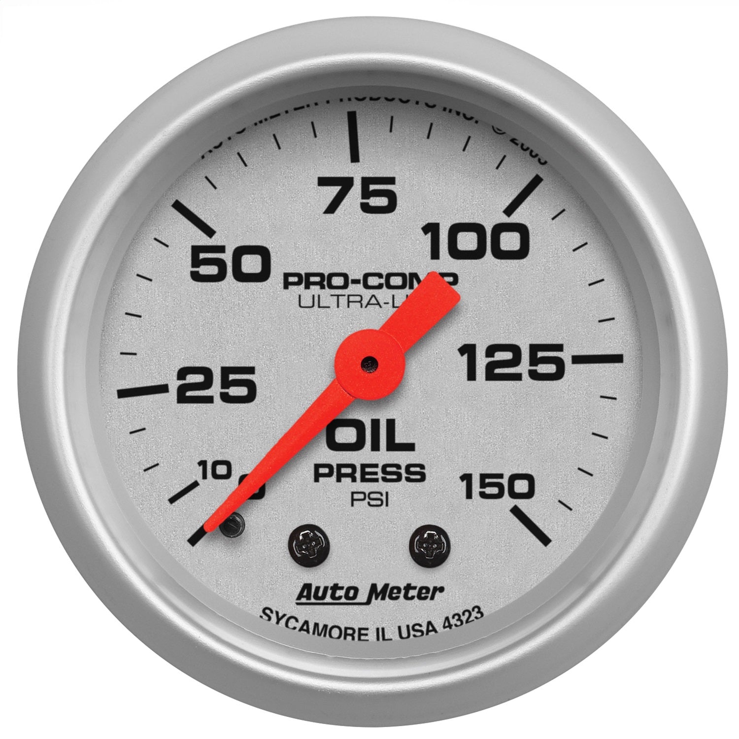 AutoMeter 4323 GAUGE; OIL PRESSURE; 2 1/16in.; 150PSI; MECHANICAL; ULTRA-LITE AutoMeter 4323