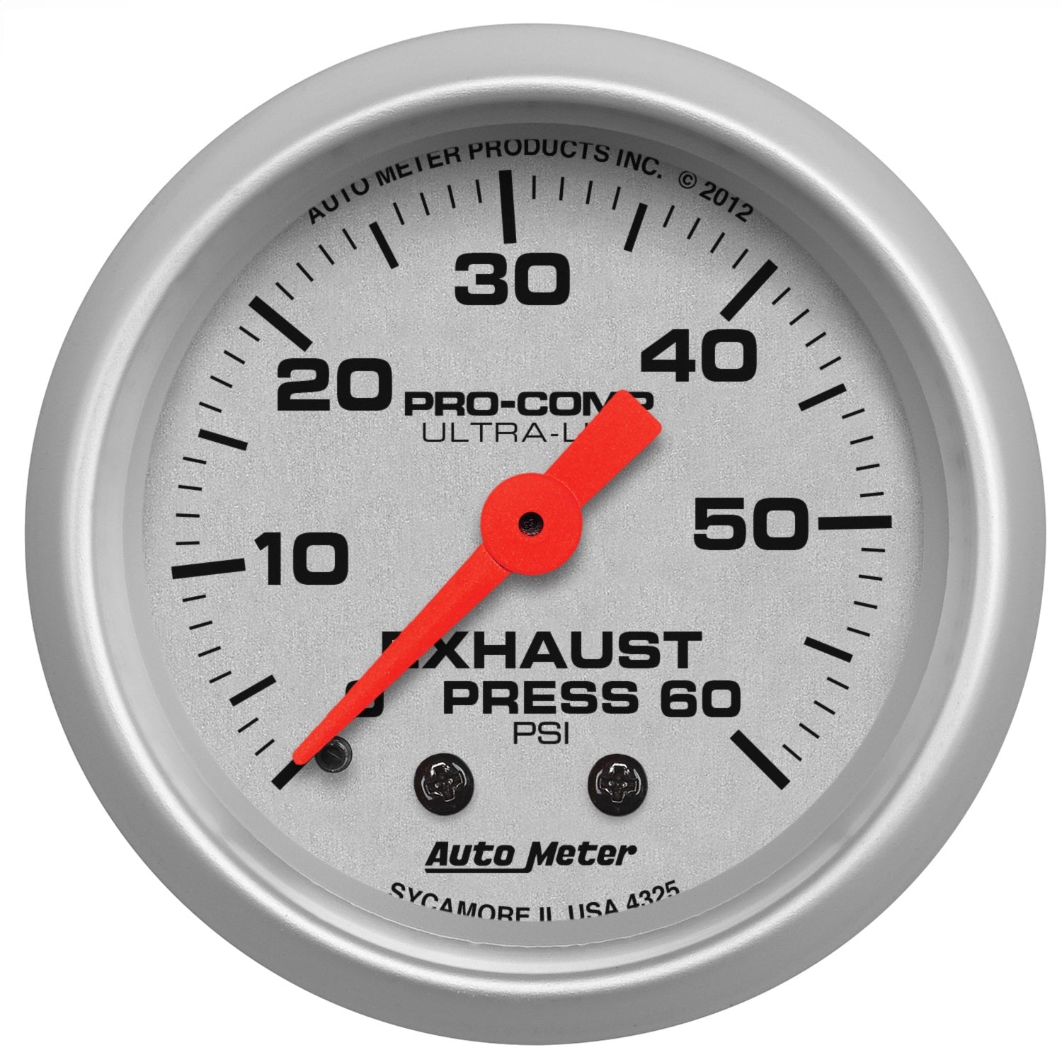 AutoMeter 4325 GAUGE; EXHAUST PRESS; 2 1/16in.; 60PSI; MECHANICAL; ULTRA-LITE AutoMeter 4325