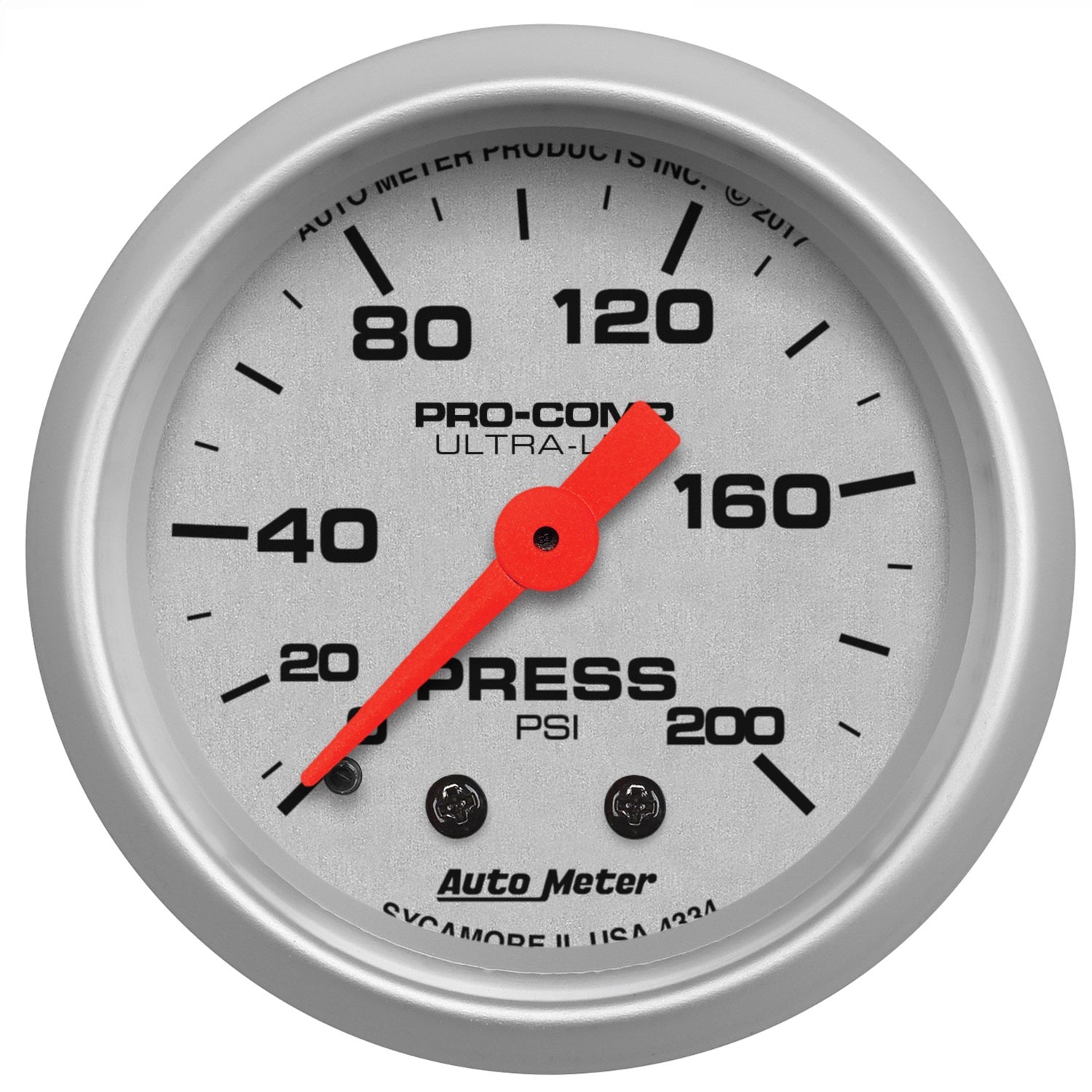 AutoMeter 4334 GAUGE; PRESSURE; 2 1/16in.; 200PSI; MECHANICAL; ULTRA-LITE AutoMeter 4334