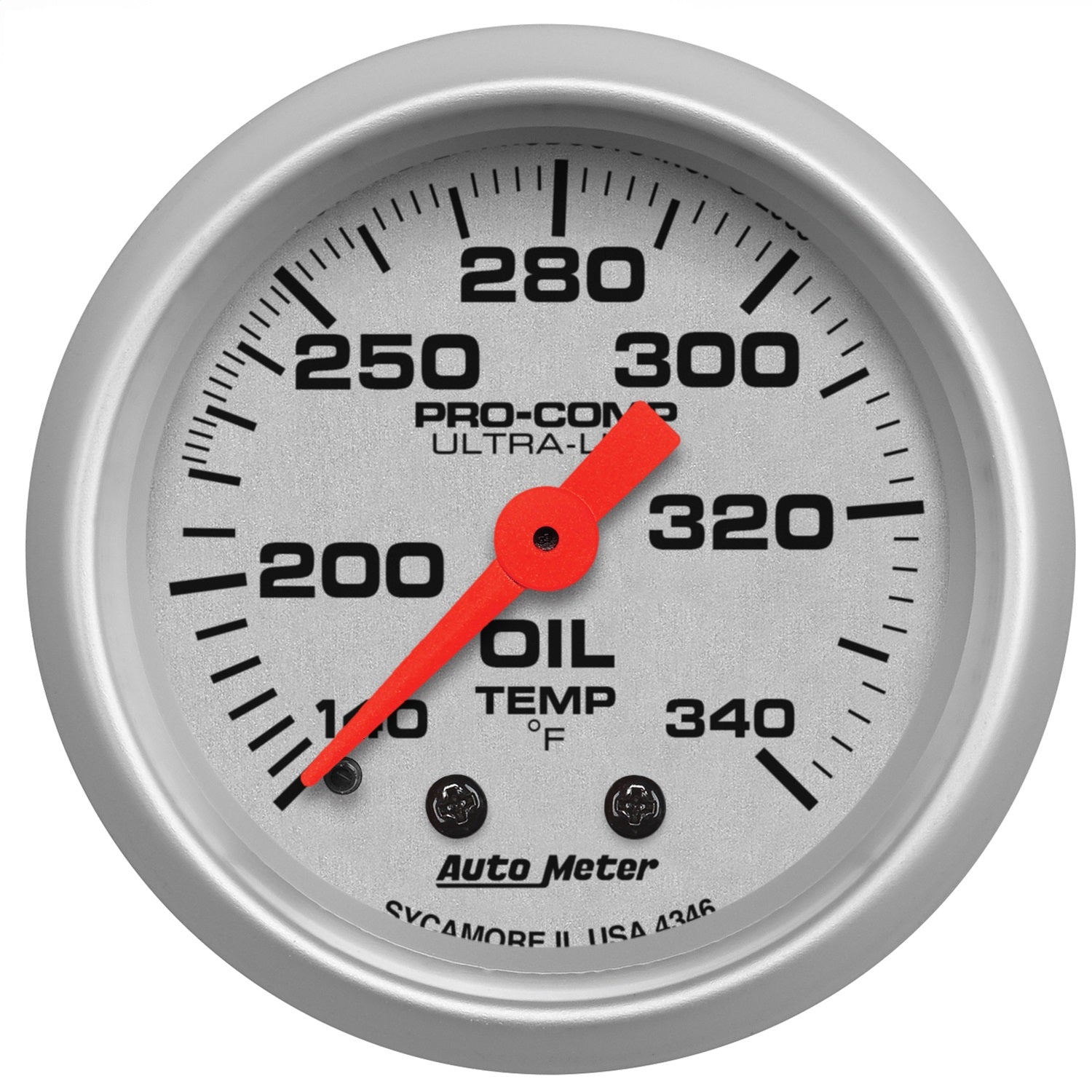 AutoMeter 4346 GAUGE; OIL TANK TEMP; 2 1/16in.; 140-340deg.F; MECHANICAL; ULTRA-LITE AutoMeter 4346