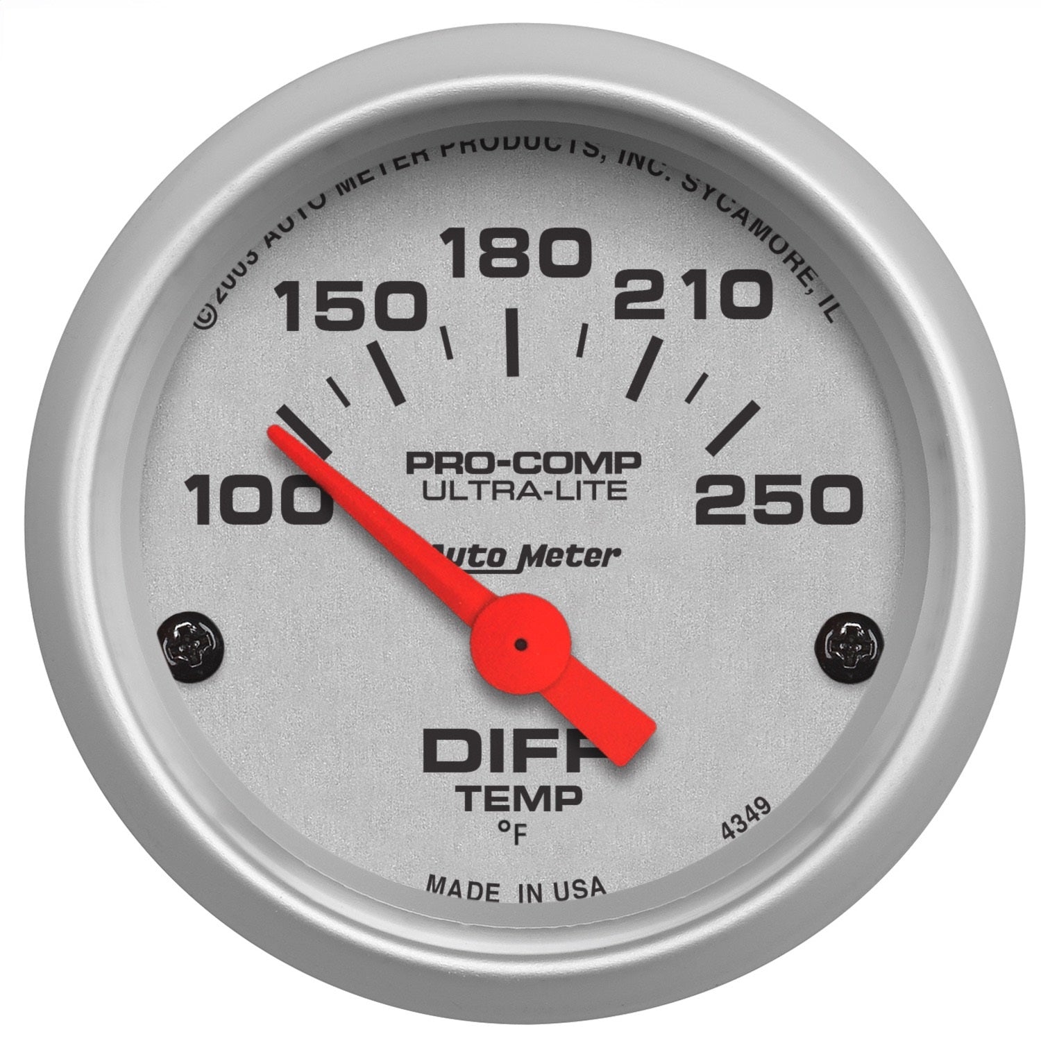 AutoMeter 4349 GAUGE; DIFFERENTIAL TEMP; 2 1/16in.; 100-250deg.F; ELECTRIC; ULTRA-LITE AutoMeter 4349