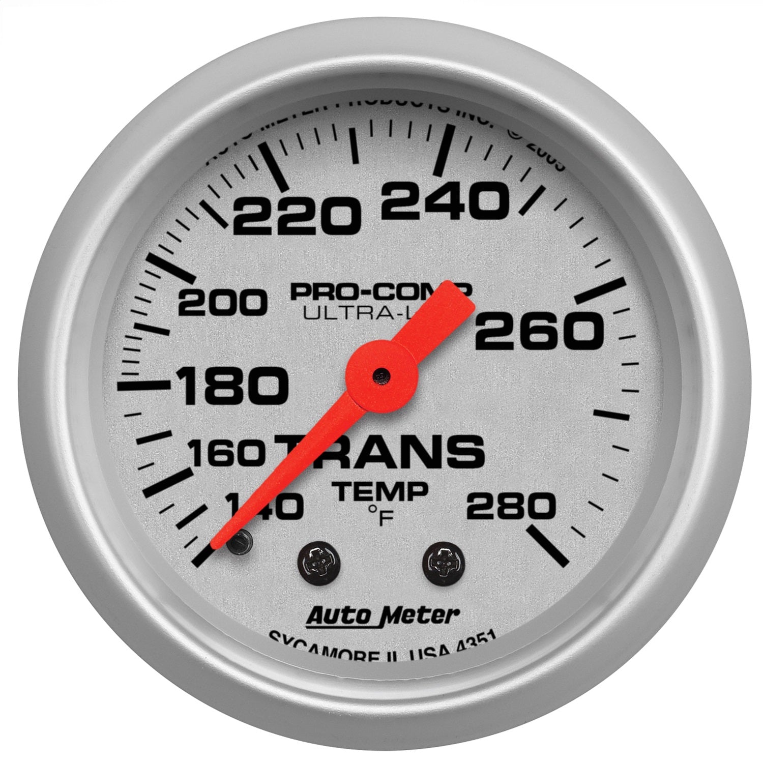 AutoMeter 4351 GAUGE; TRANS TEMP; 2 1/16in.; 140-280deg.F; MECHANICAL; 8FT.; ULTRA-LITE AutoMeter 4351