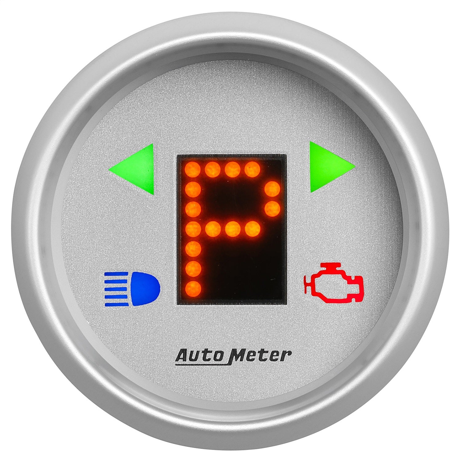 AutoMeter 4359 GAUGE; GEAR POS; 2 1/16in.; INCL INDICATORS; SILVER DIAL; RED LED; SILVER BEZEL AutoMeter 4359