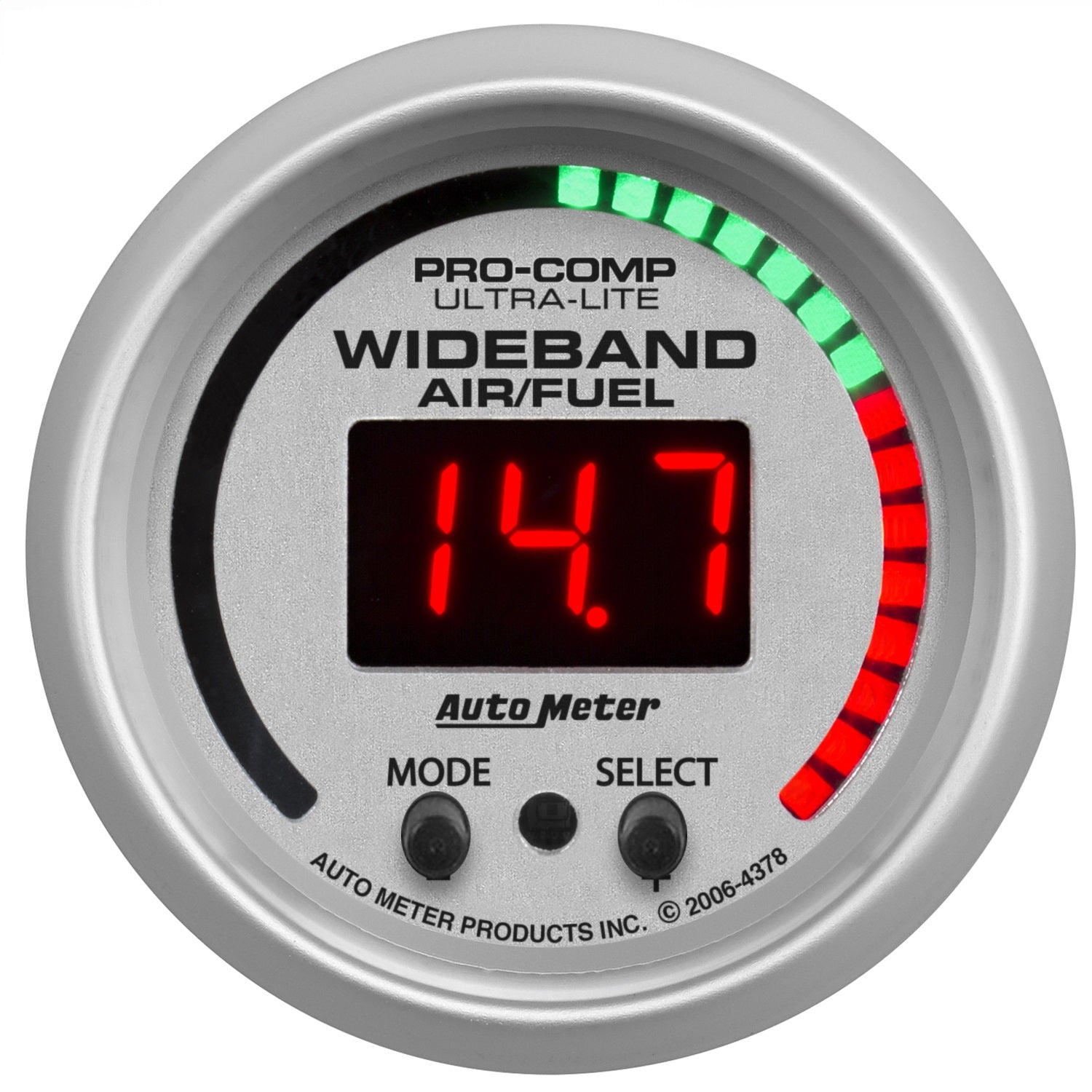 AutoMeter 4378 GAUGE; AIR/FUEL RATIO-PRO; 2 1/16in.; 10:1-20:1; DIGITAL W/PEAK/WRN; ULTRA-LITE AutoMeter 4378