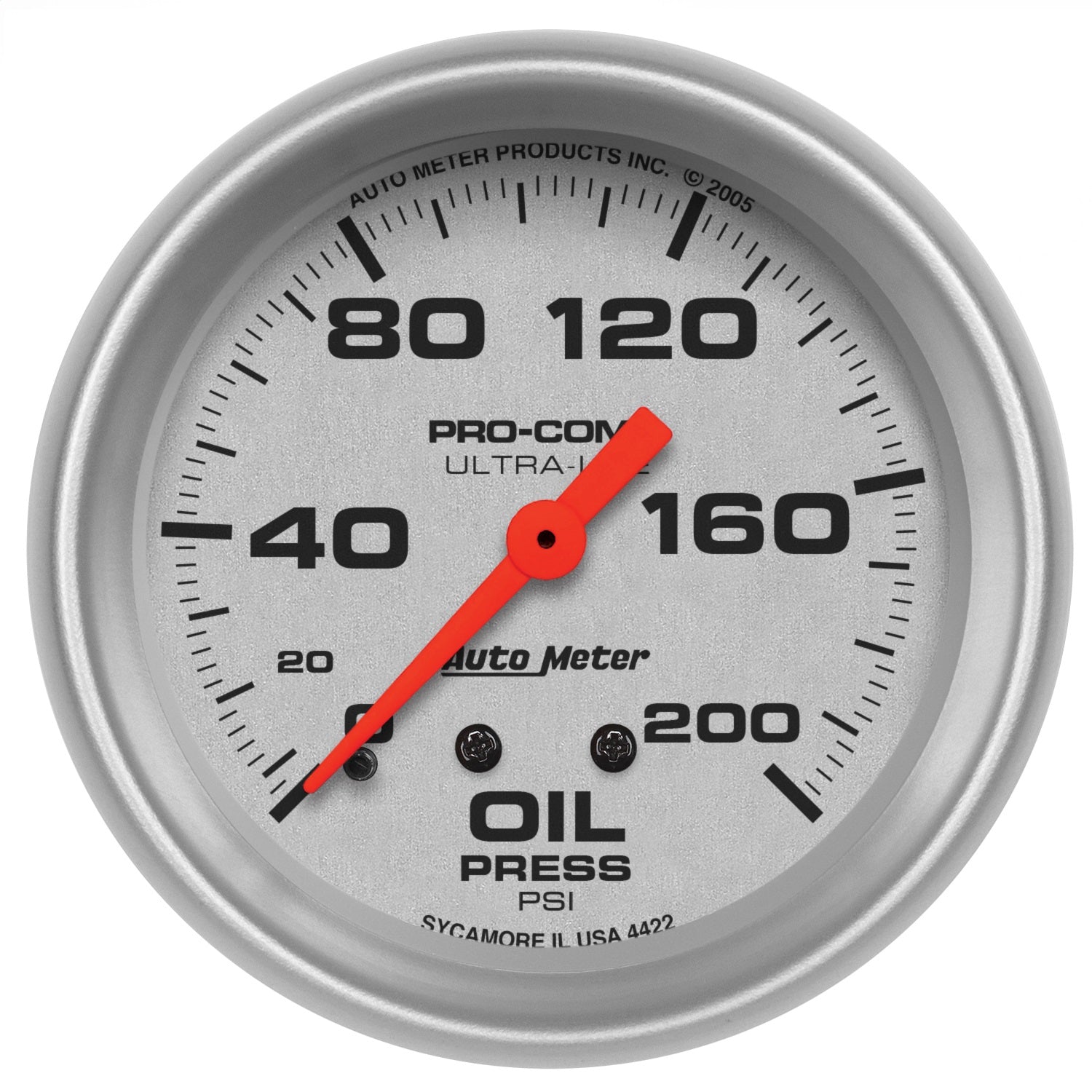AutoMeter 4422 GAUGE; OIL PRESSURE; 2 5/8in.; 200PSI; MECHANICAL; ULTRA-LITE AutoMeter 4422